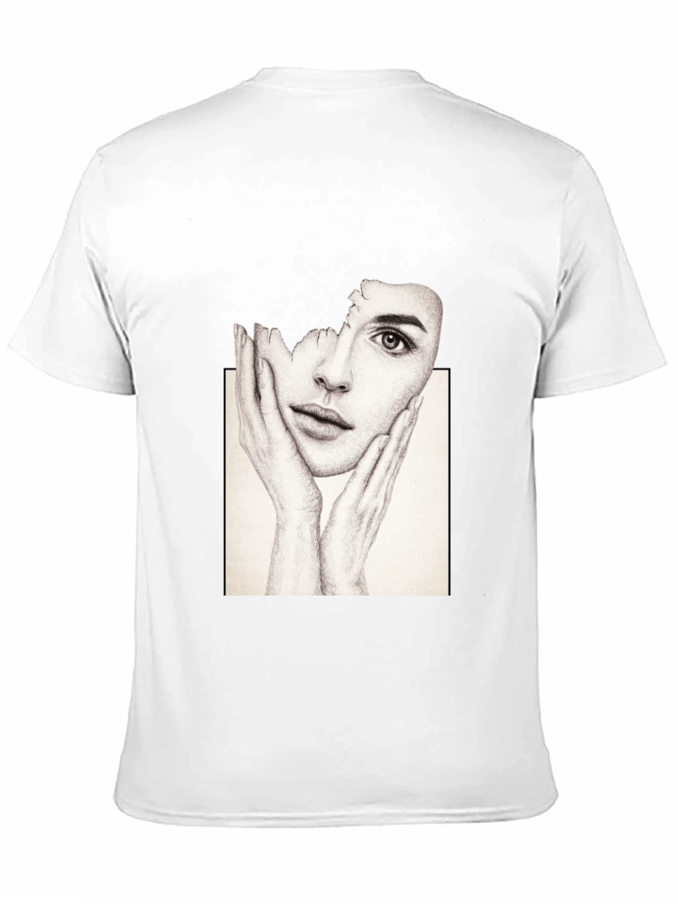 Artistic Face Print Black T-Shirt
