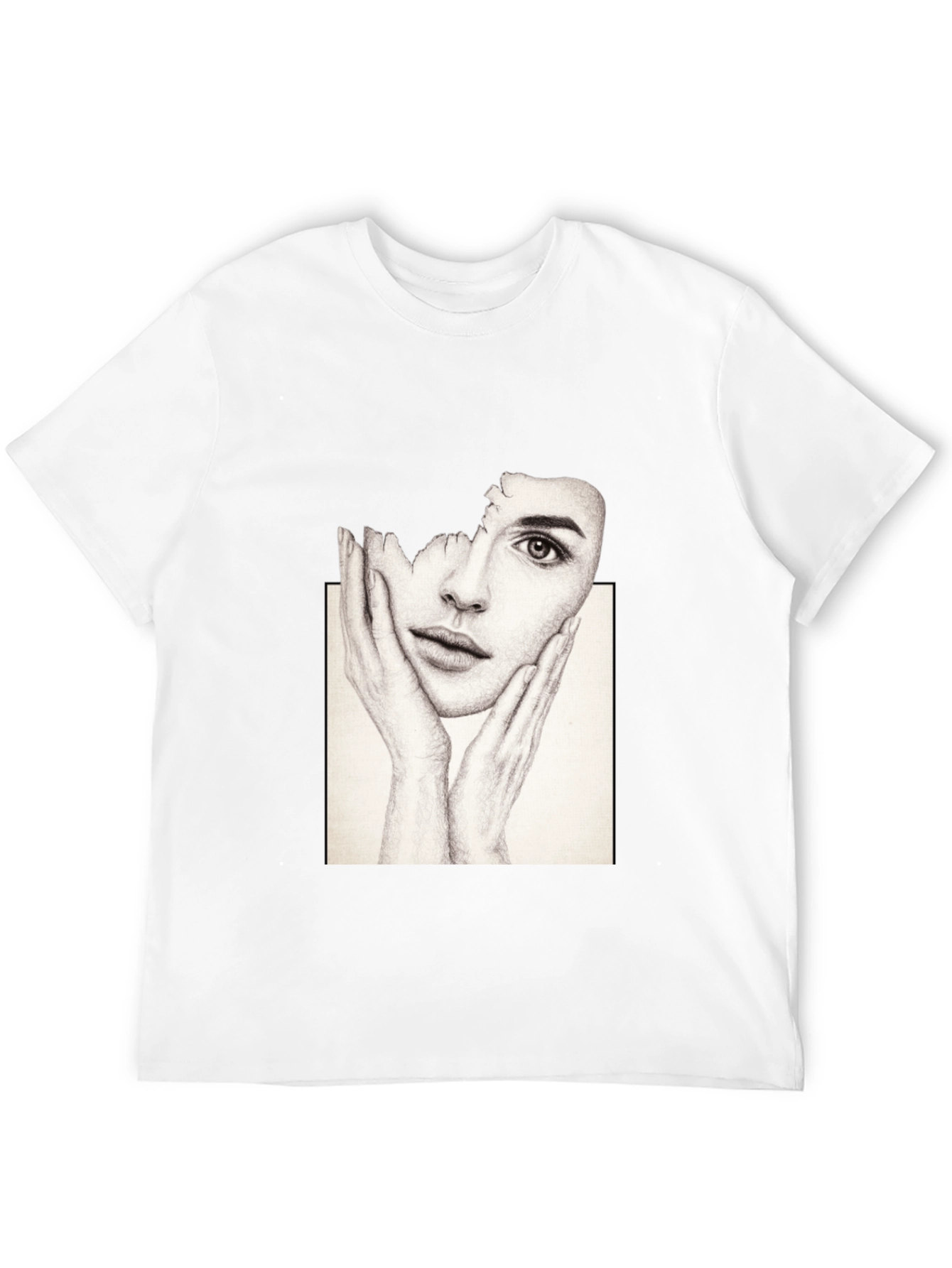 Artistic Face Print Black T-Shirt
