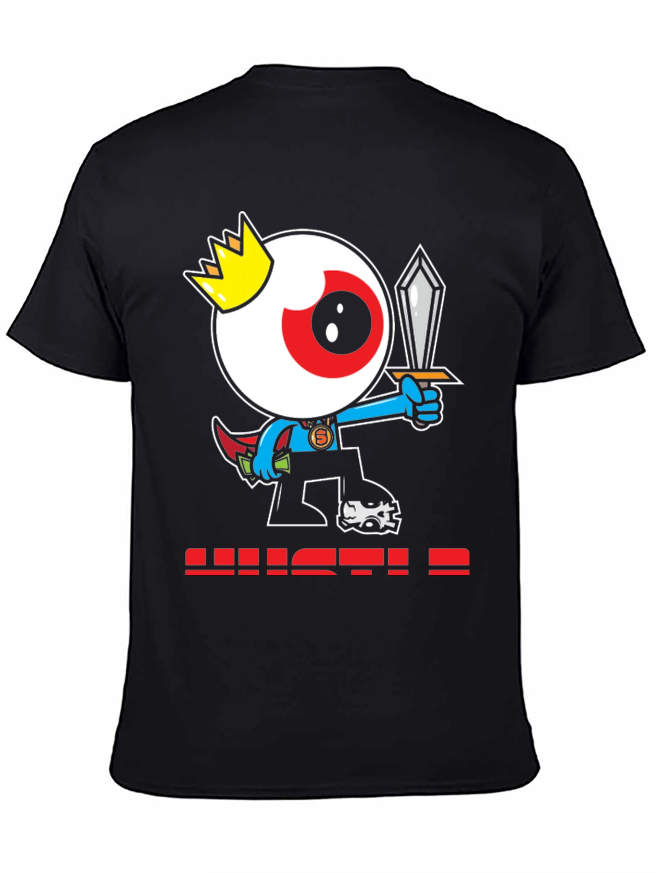 Eye King Cartoon Graphic Black T-Shirt