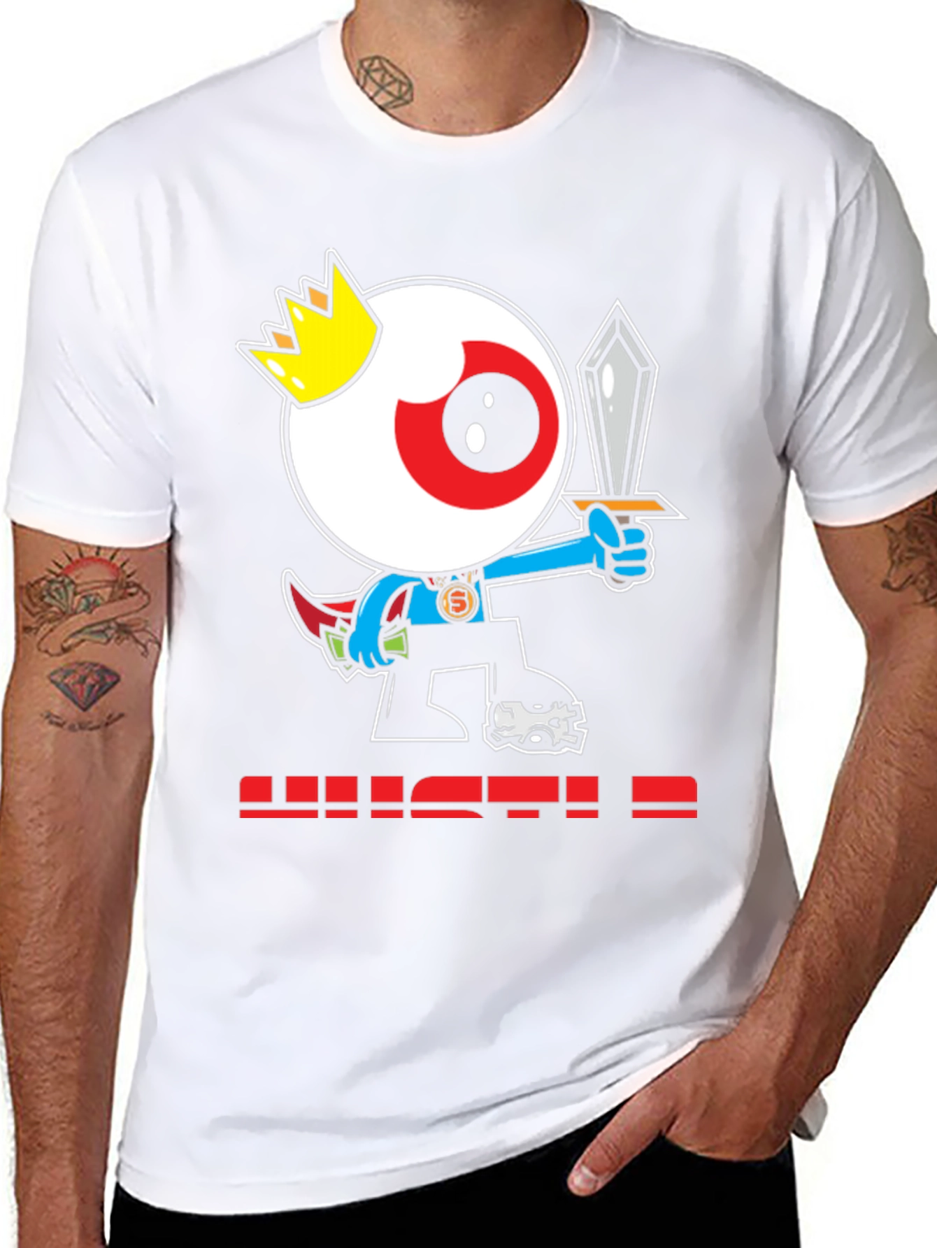 Eye King Cartoon Graphic Black T-Shirt