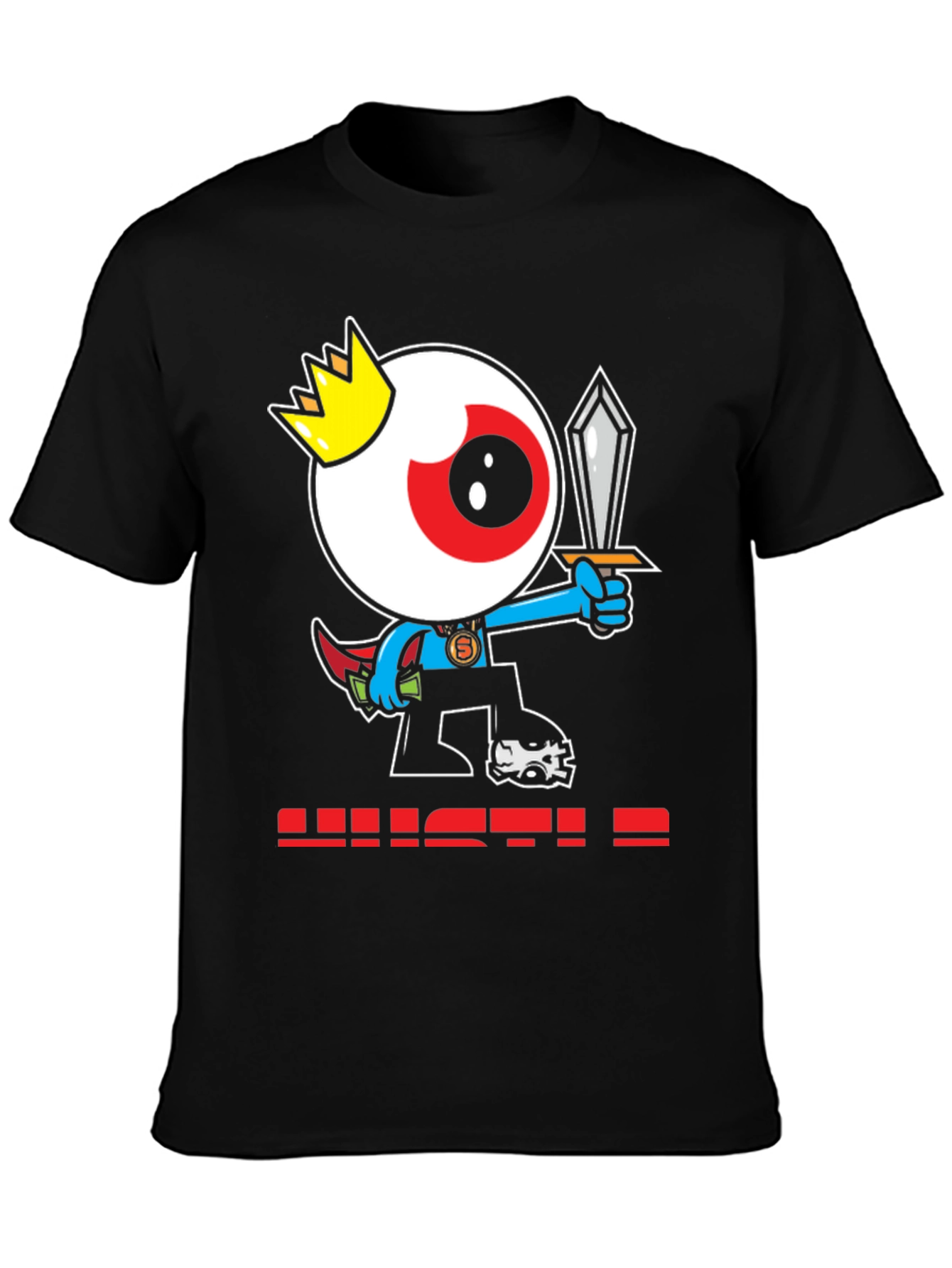 Eye King Cartoon Graphic Black T-Shirt