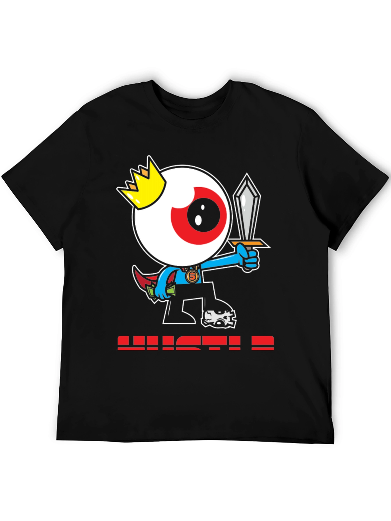 Eye King Cartoon Graphic Black T-Shirt