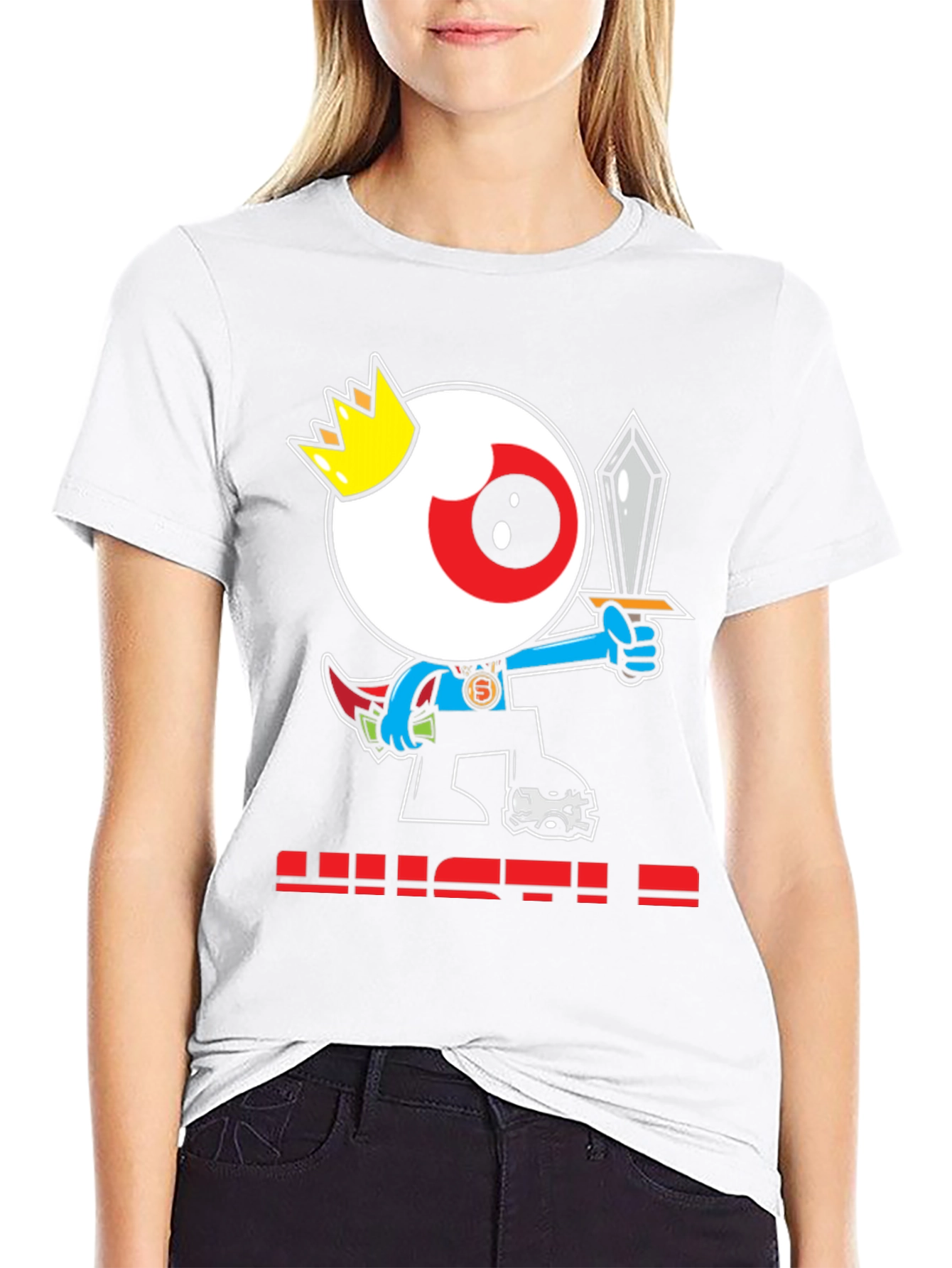 Eye King Cartoon Graphic Black T-Shirt