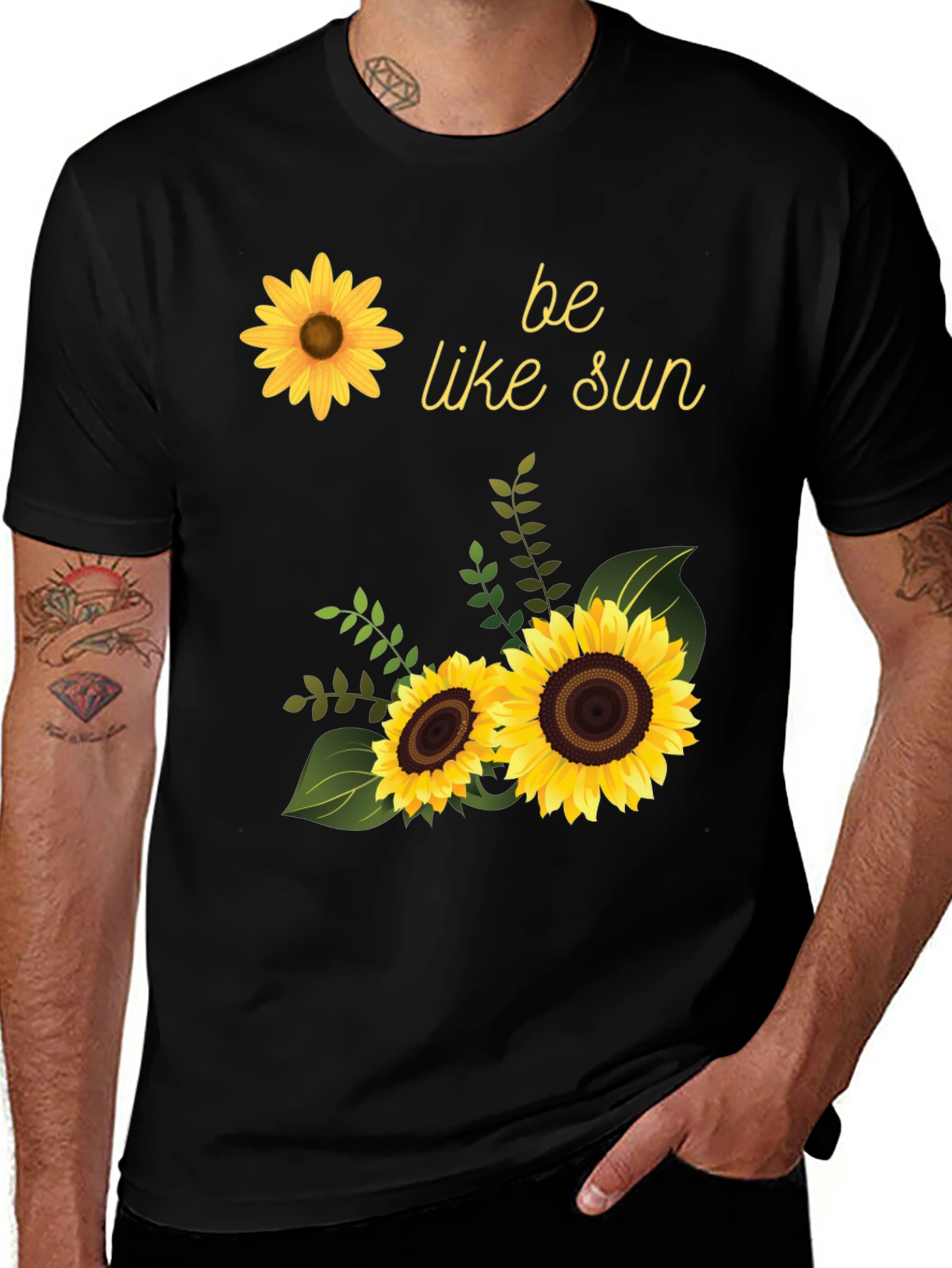 Sunflower Graphic Tee - Be Like Sun Black T-Shirt