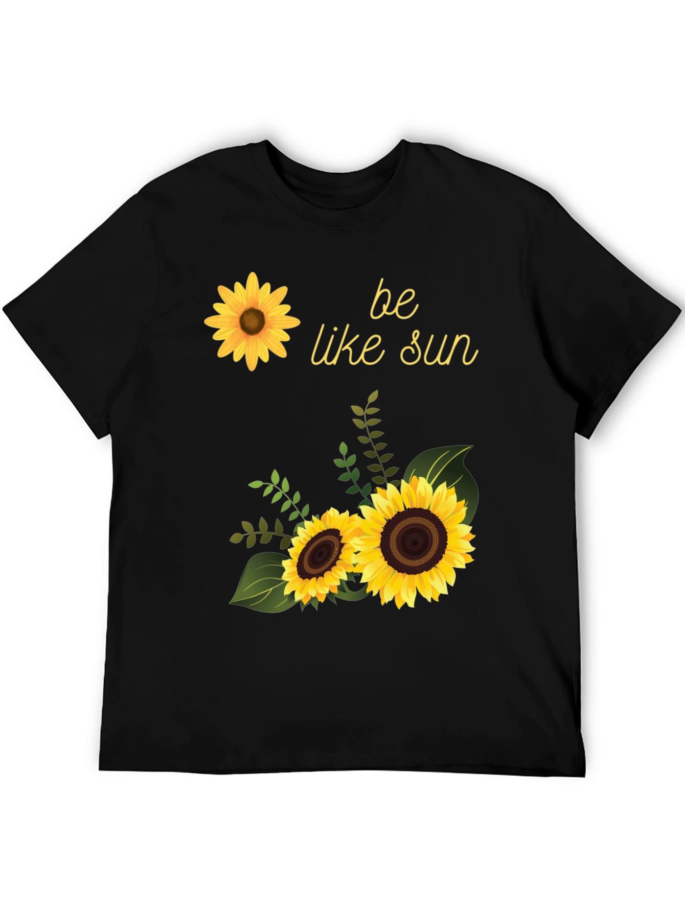 Sunflower Graphic Tee - Be Like Sun Black T-Shirt
