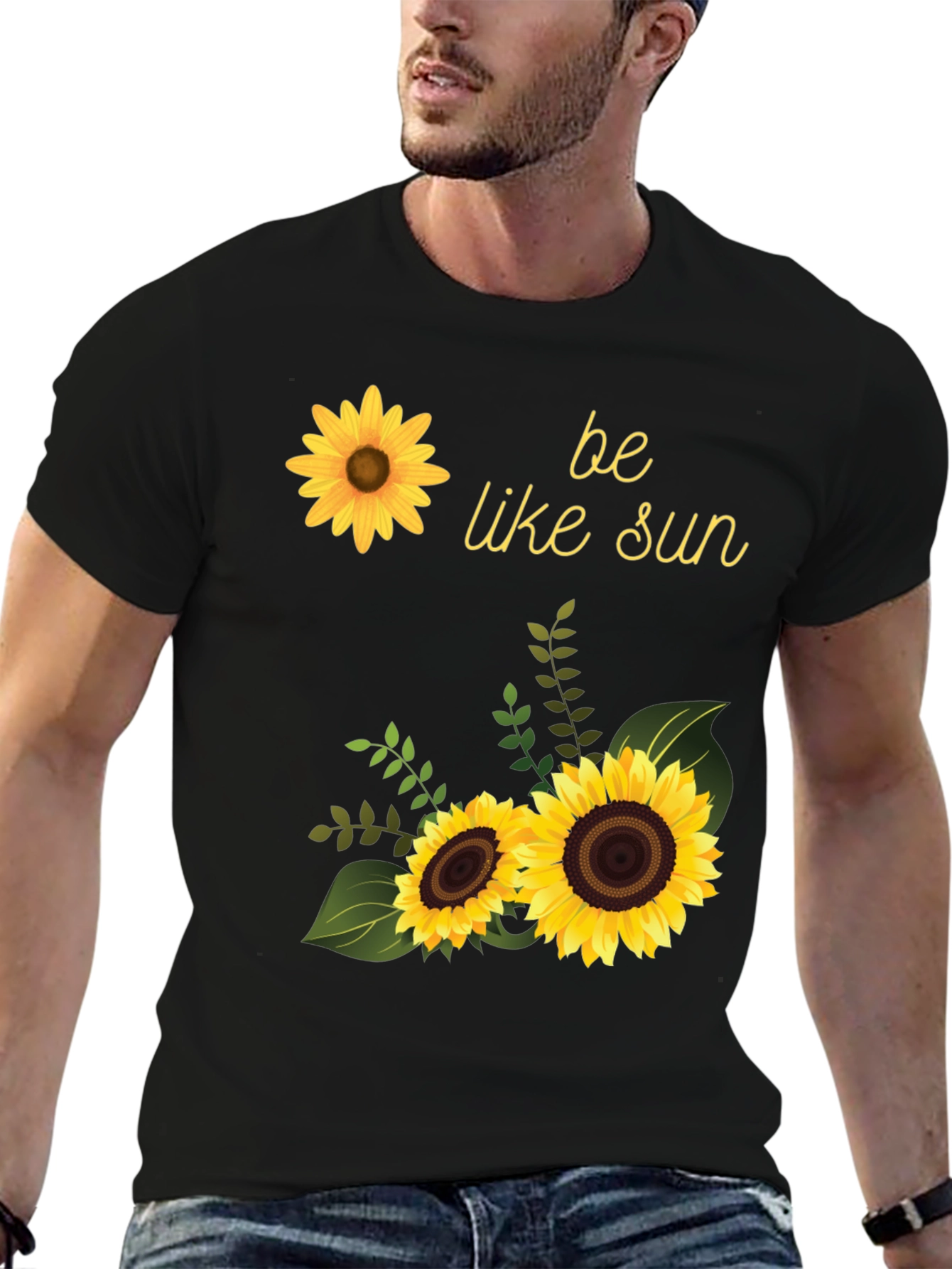 Sunflower Graphic Tee - Be Like Sun Black T-Shirt
