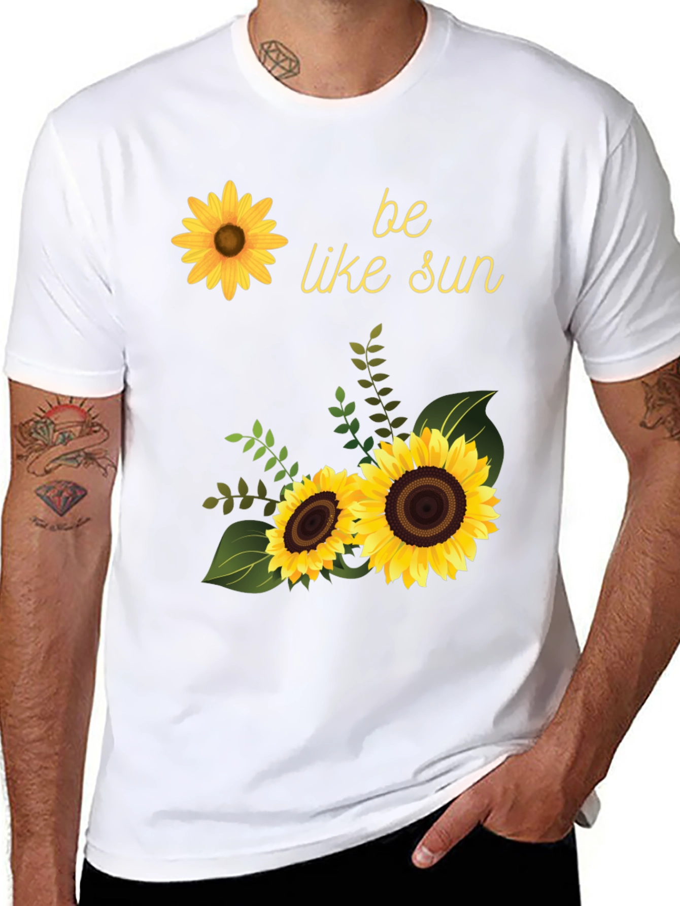 Sunflower Graphic Tee - Be Like Sun Black T-Shirt