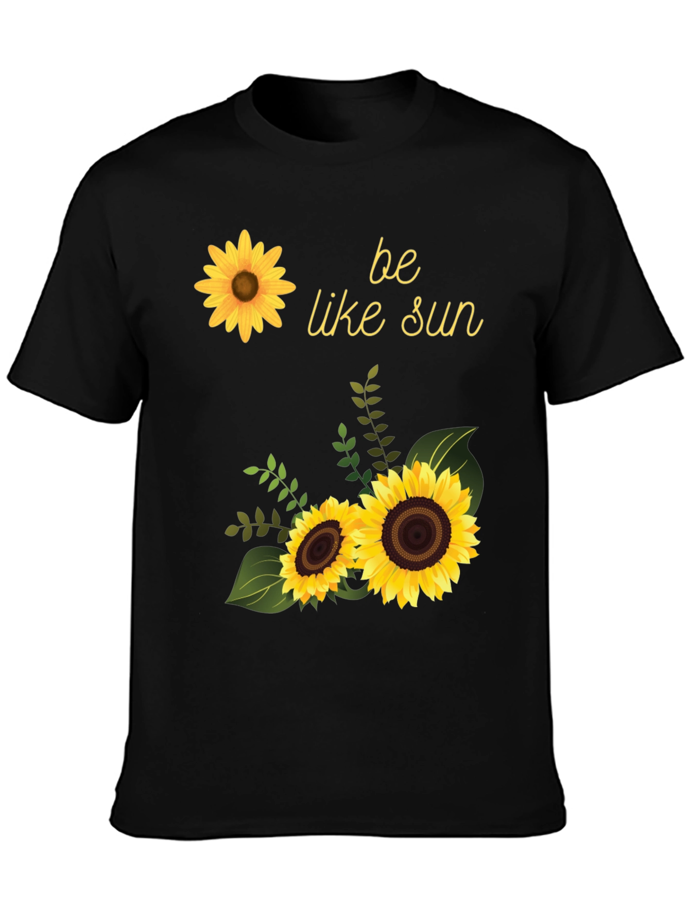 Sunflower Graphic Tee - Be Like Sun Black T-Shirt