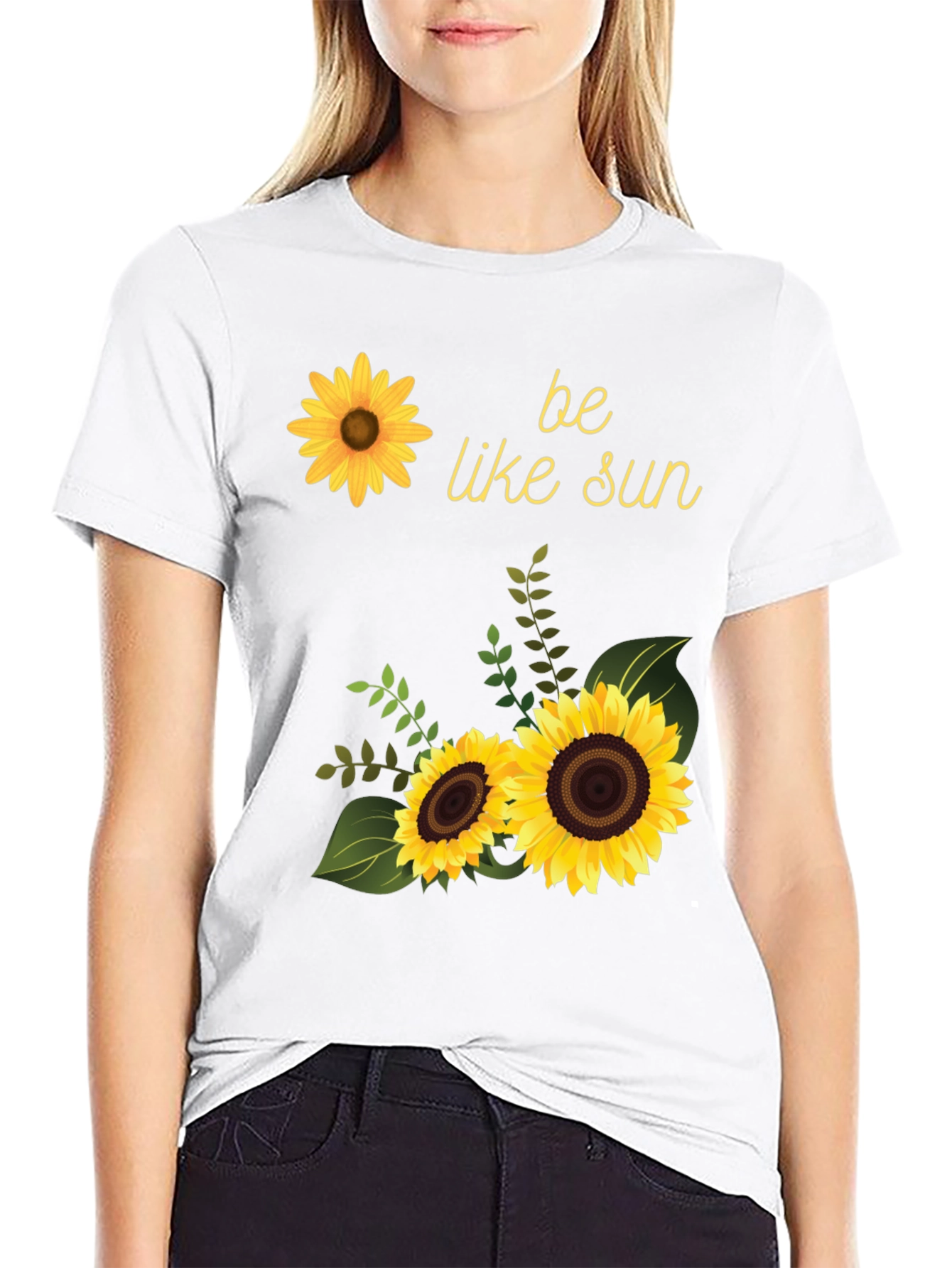 Sunflower Graphic Tee - Be Like Sun Black T-Shirt
