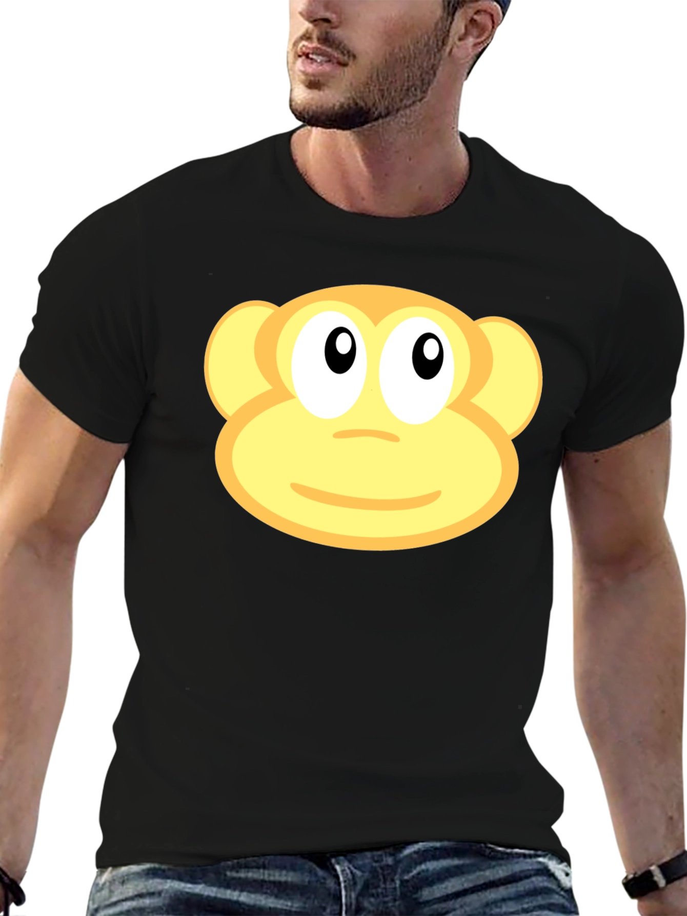 Monkey Face Graphic Black T-Shirt