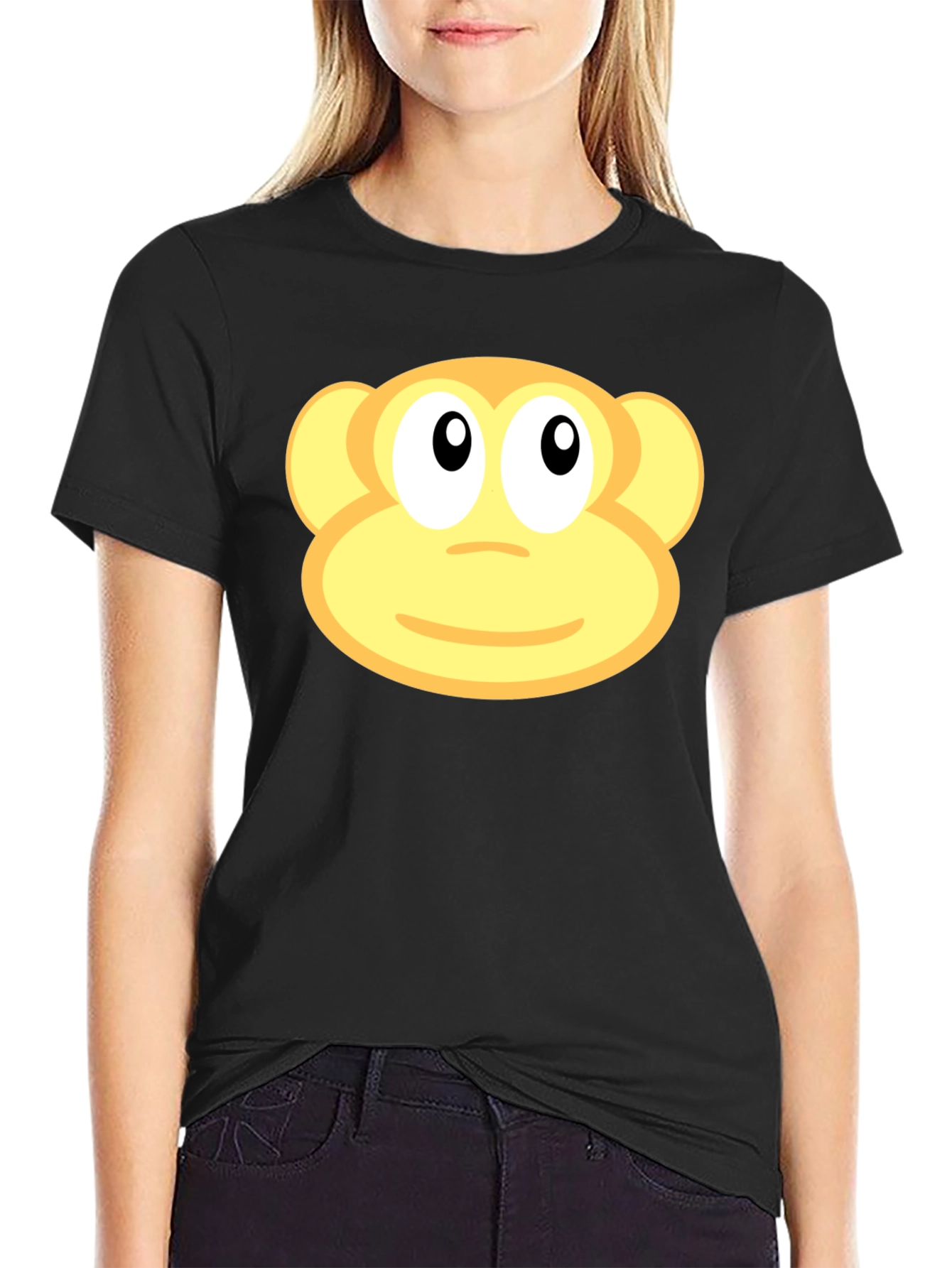Monkey Face Graphic Black T-Shirt
