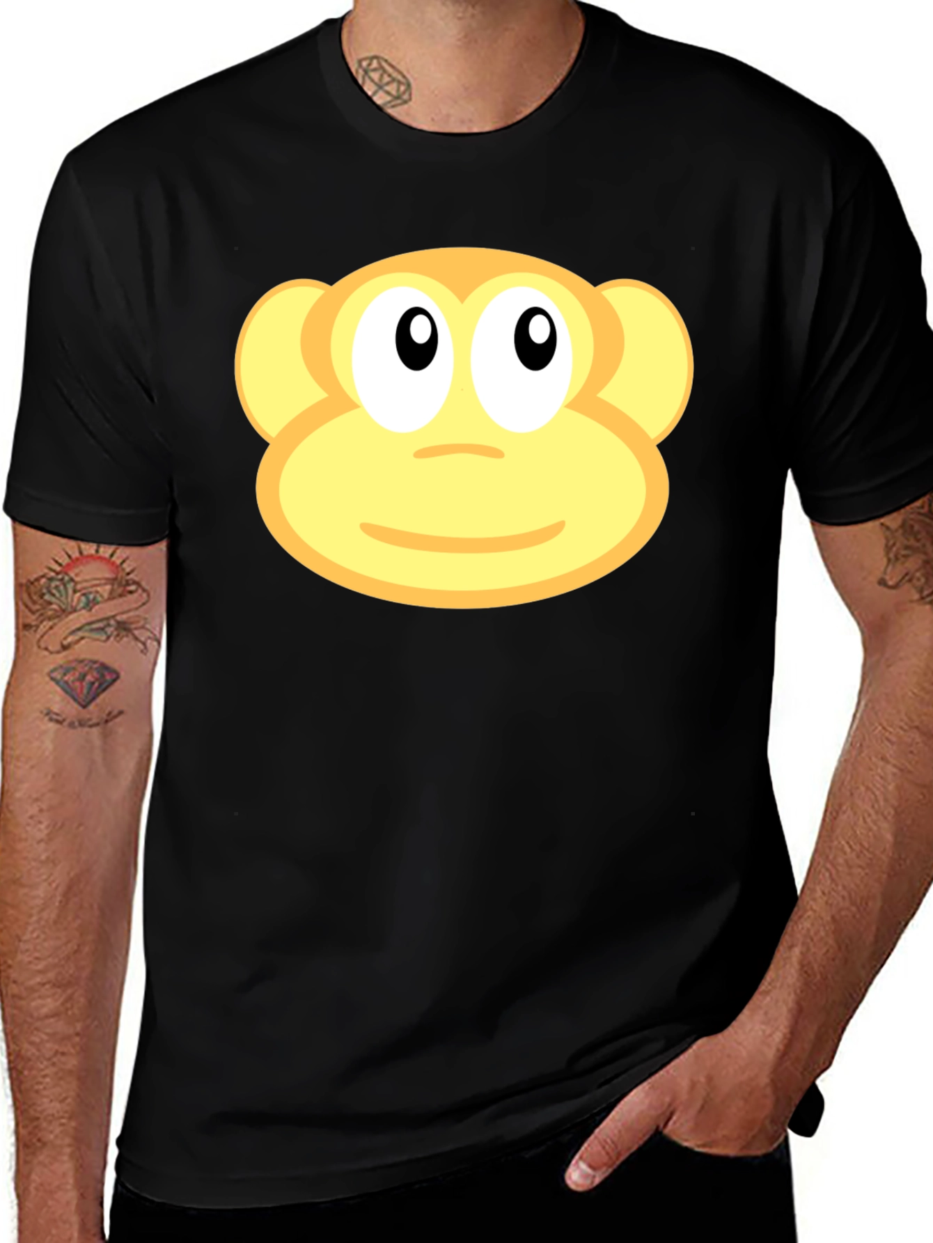 Monkey Face Graphic Black T-Shirt