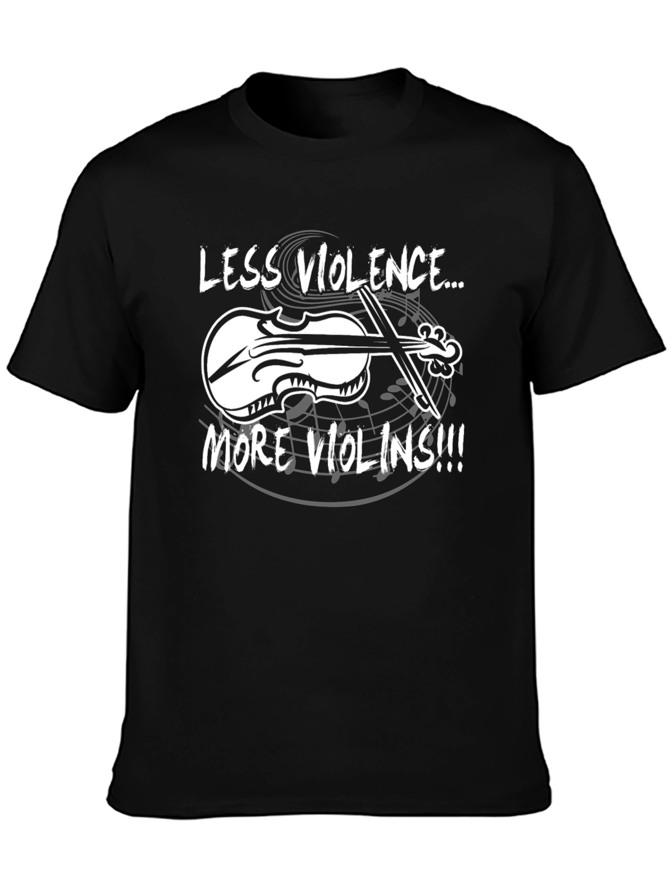 Less Violence More Violins Black T-Shirt