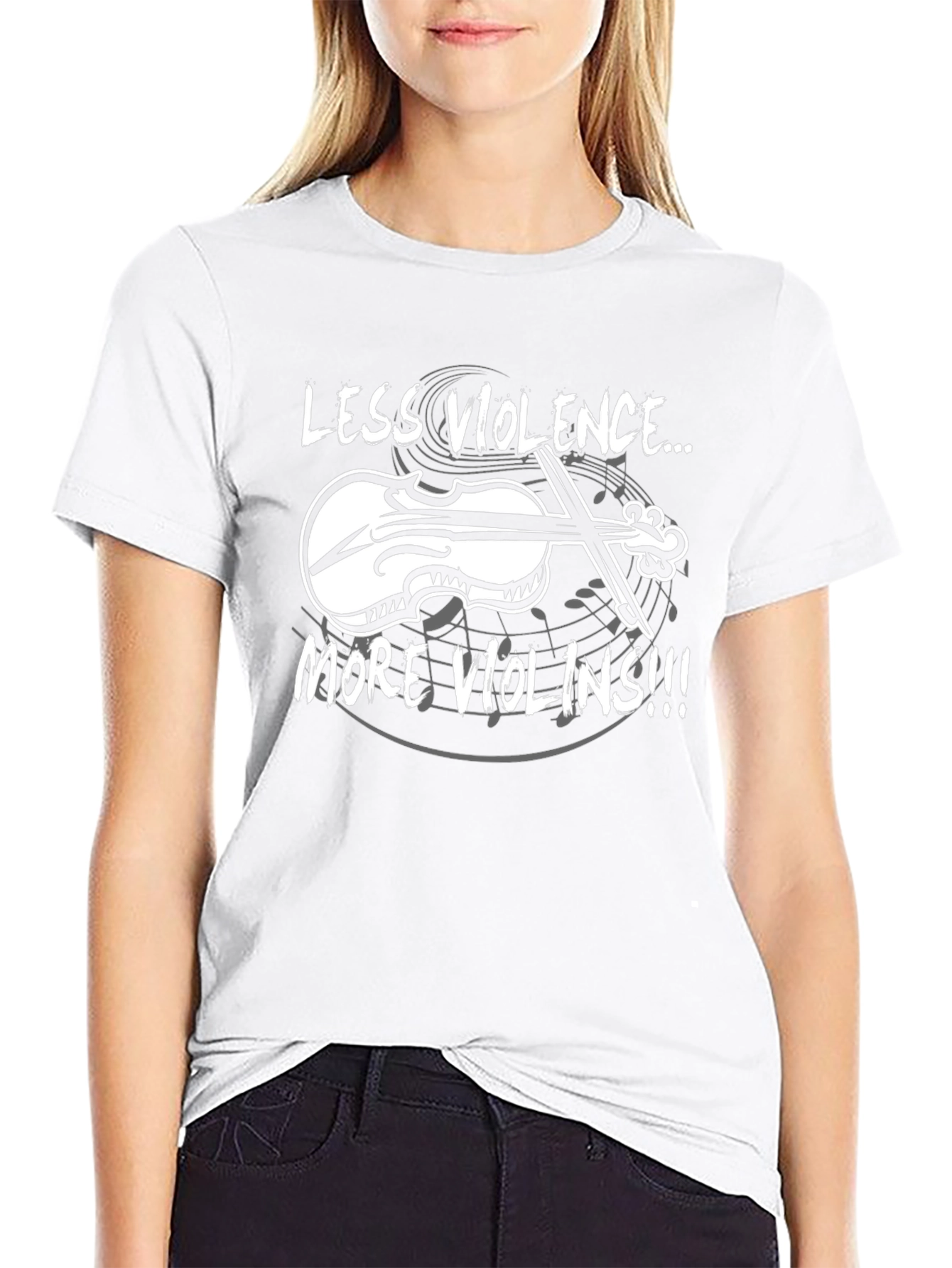 Less Violence More Violins Black T-Shirt