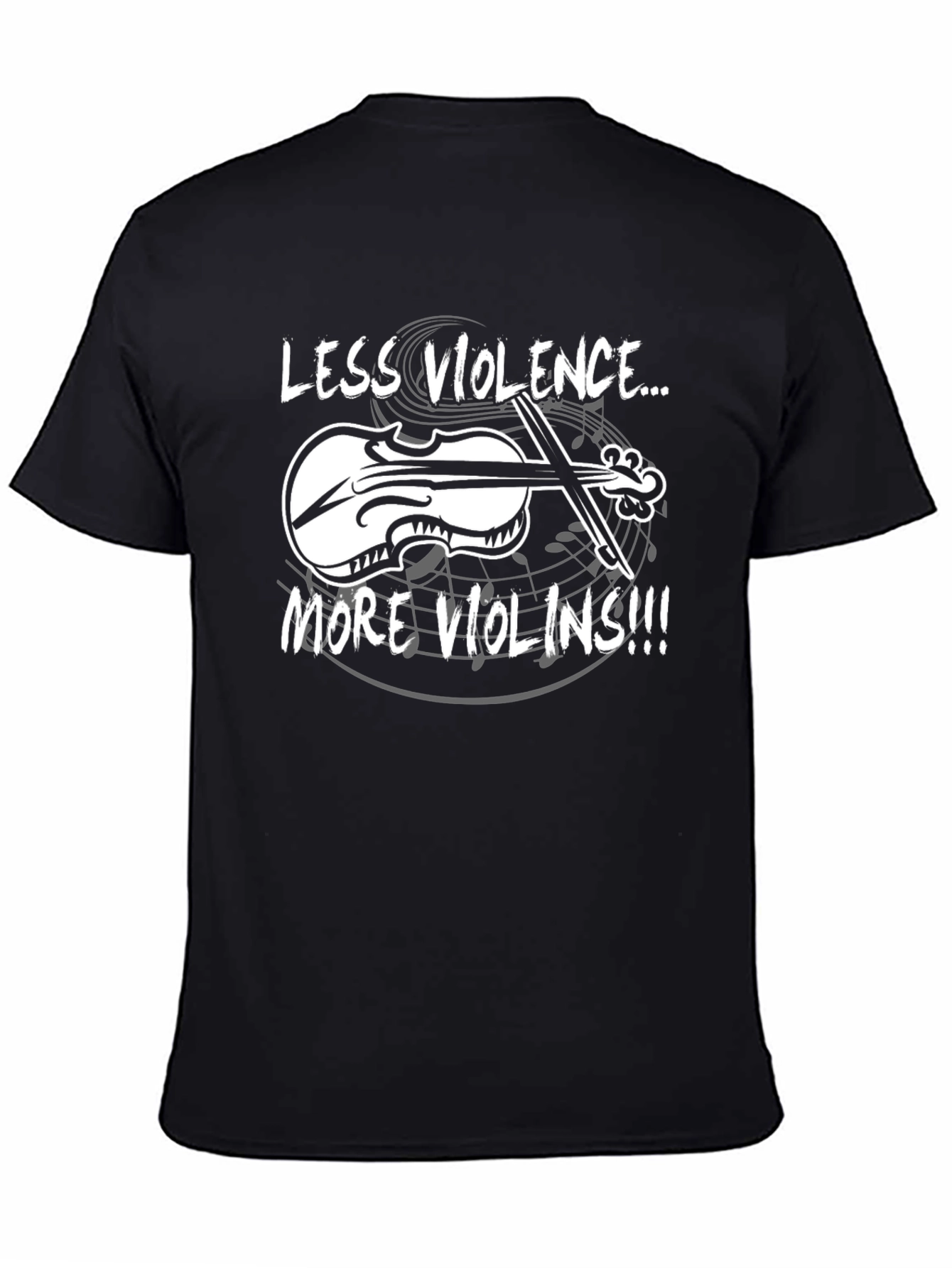 Less Violence More Violins Black T-Shirt