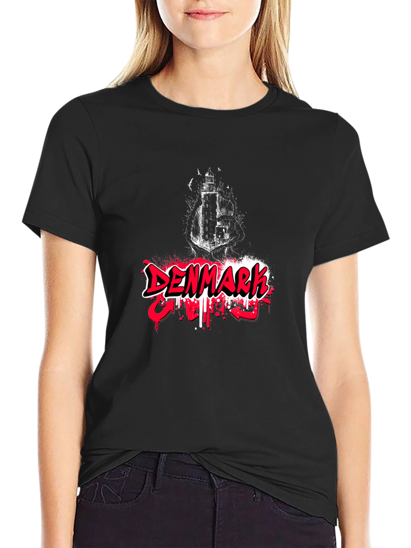 Denmark Graphic Tee - Black Cotton Blend