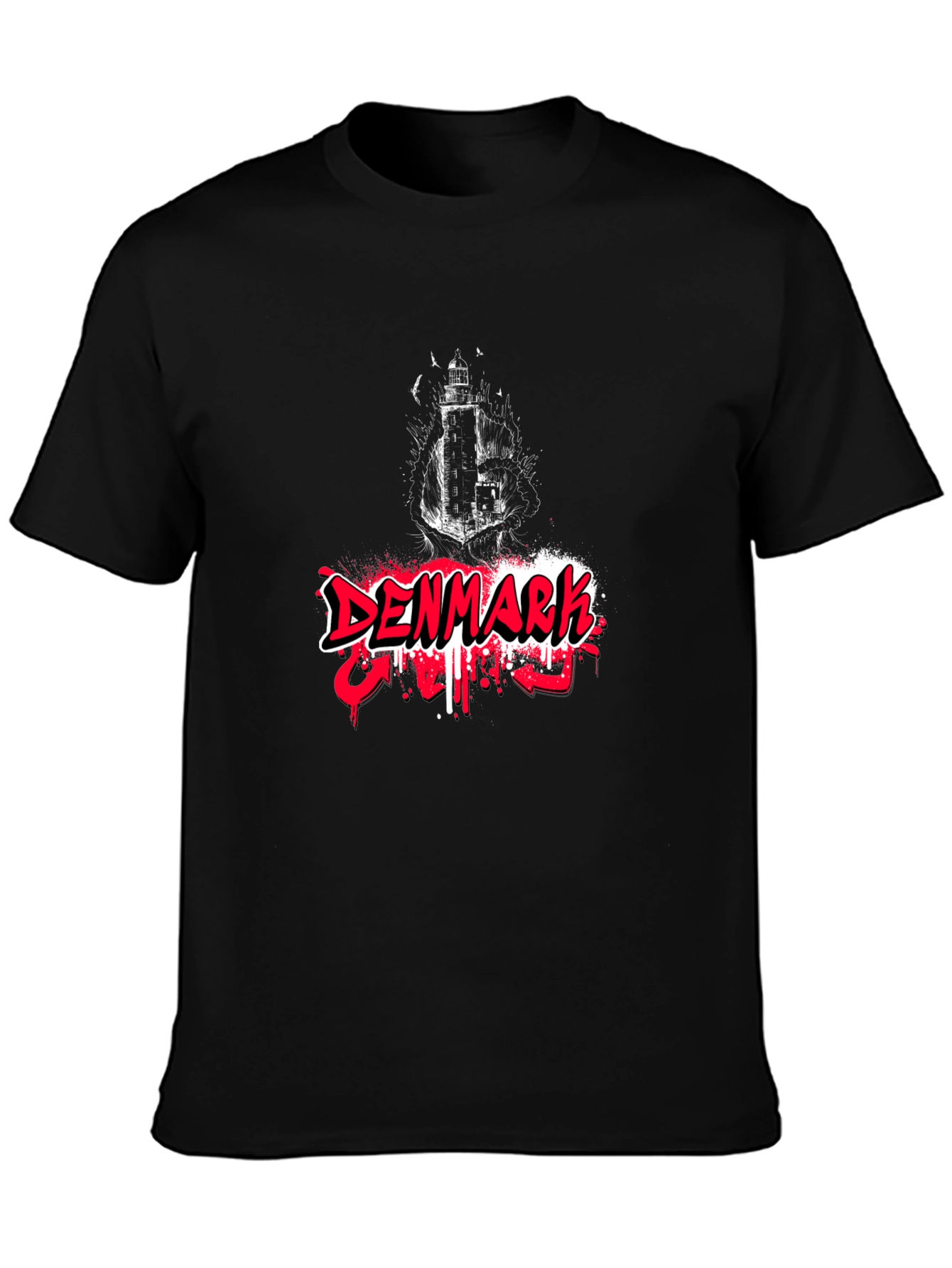 Denmark Graphic Tee - Black Cotton Blend