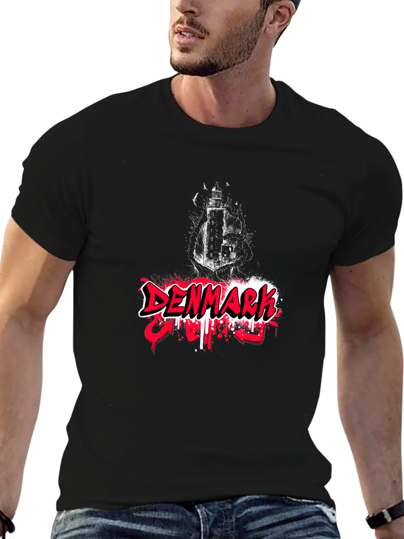 Denmark Graphic Tee - Black Cotton Blend