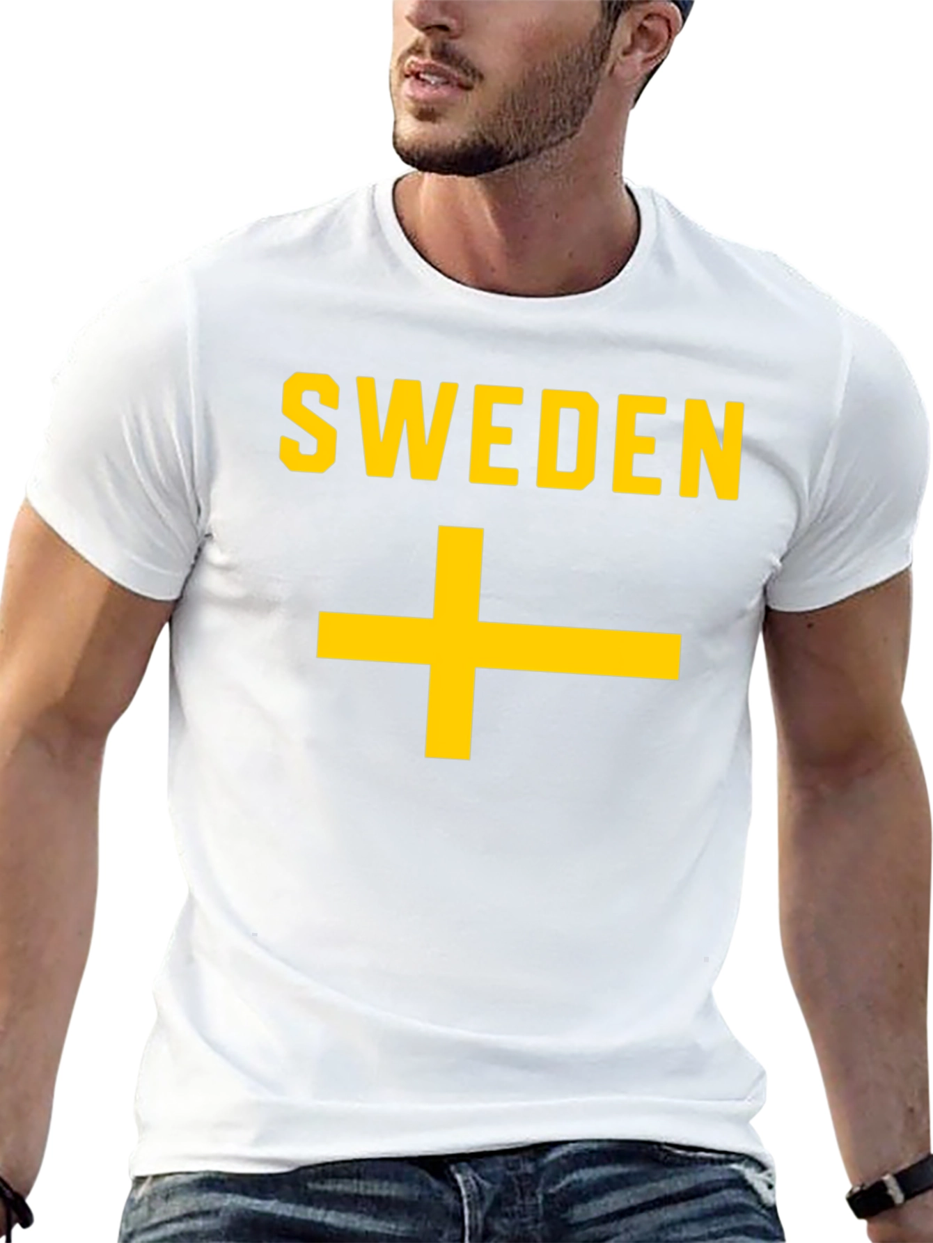 Sweden Flag T-Shirt - Black Cotton Tee