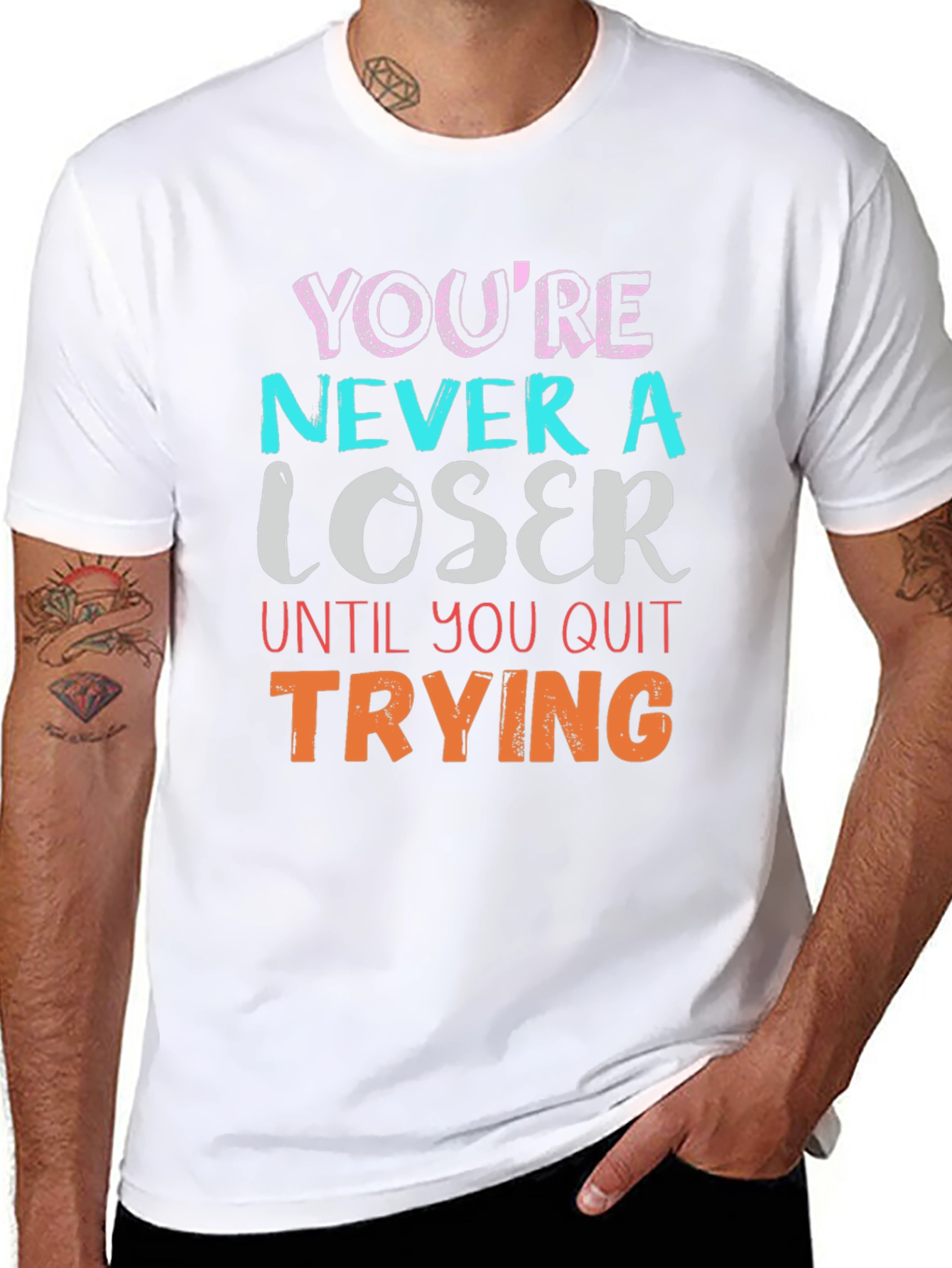 Motivational Never a Loser Black T-Shirt