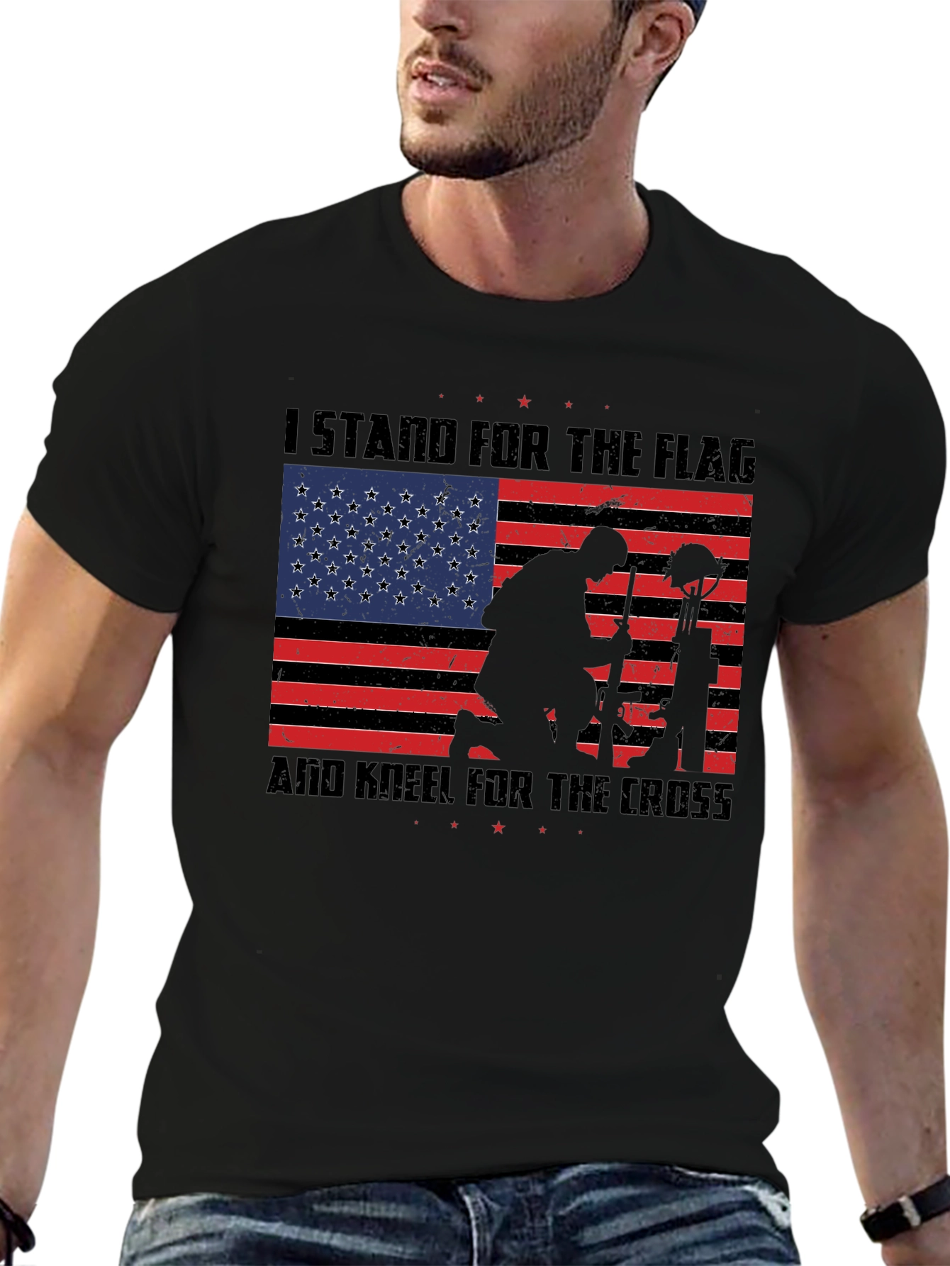 Patriotic Flag & Cross T-Shirt