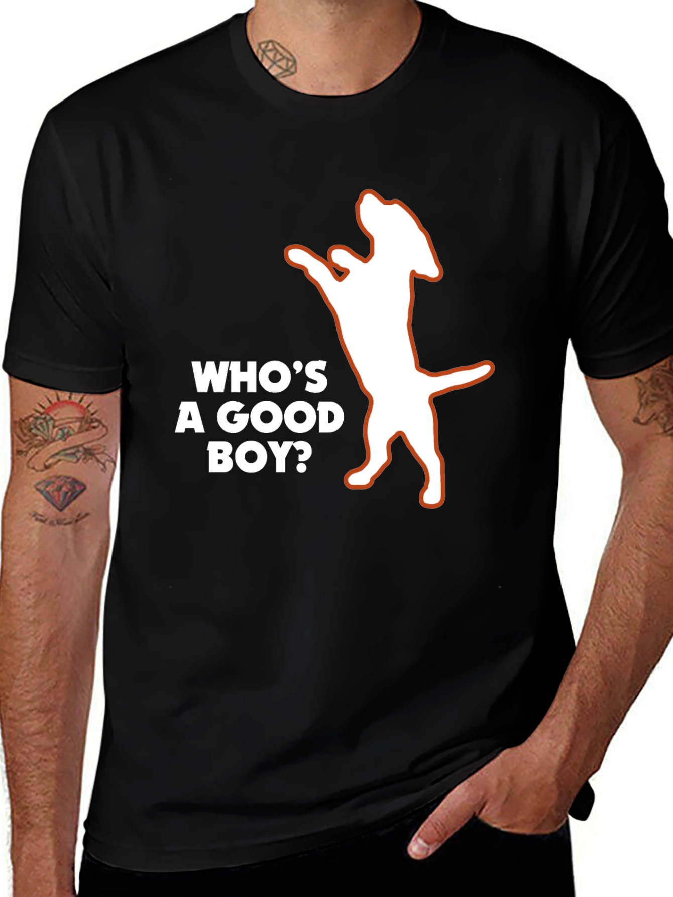 Whos a Good Boy? Dog Graphic T-Shirt - Black