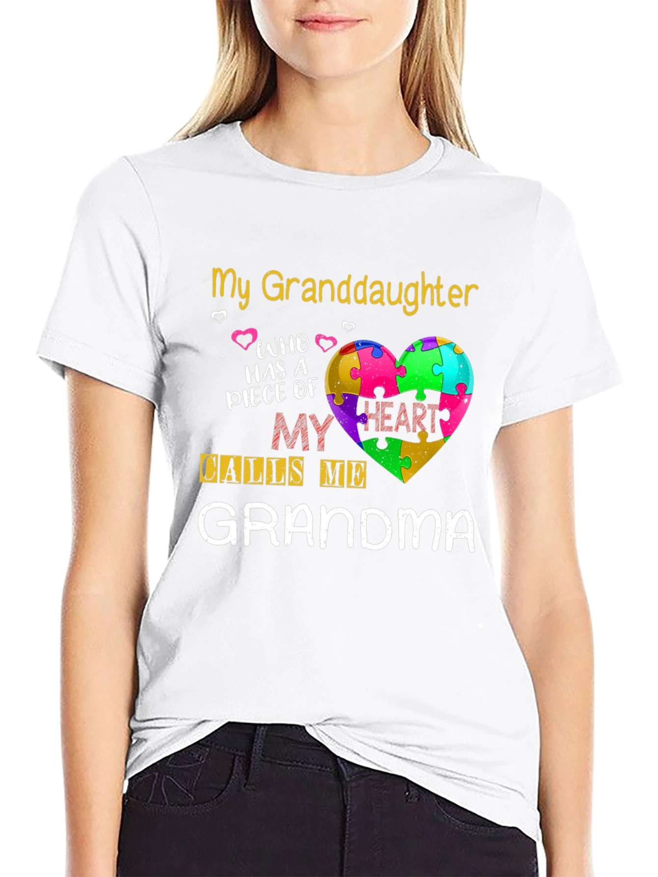 Granddaughter Grandma Puzzle Heart T-Shirt