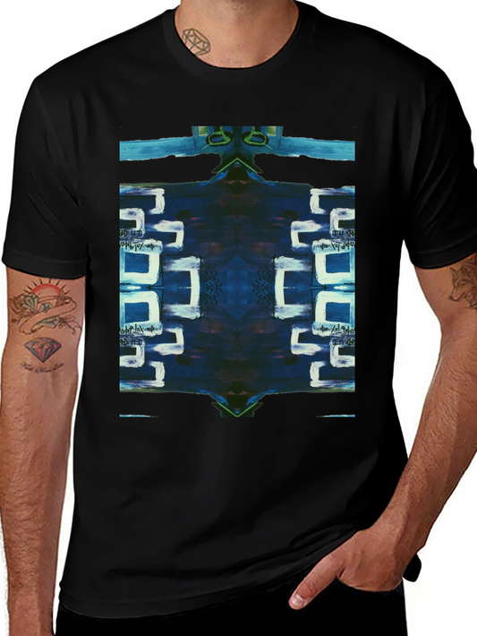 Abstract Geometric Print Black T-Shirt