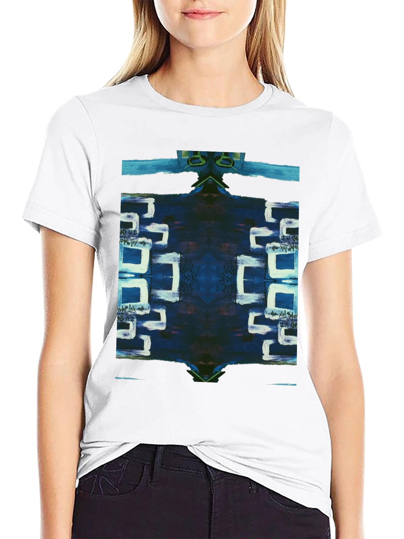Abstract Geometric Print Black T-Shirt