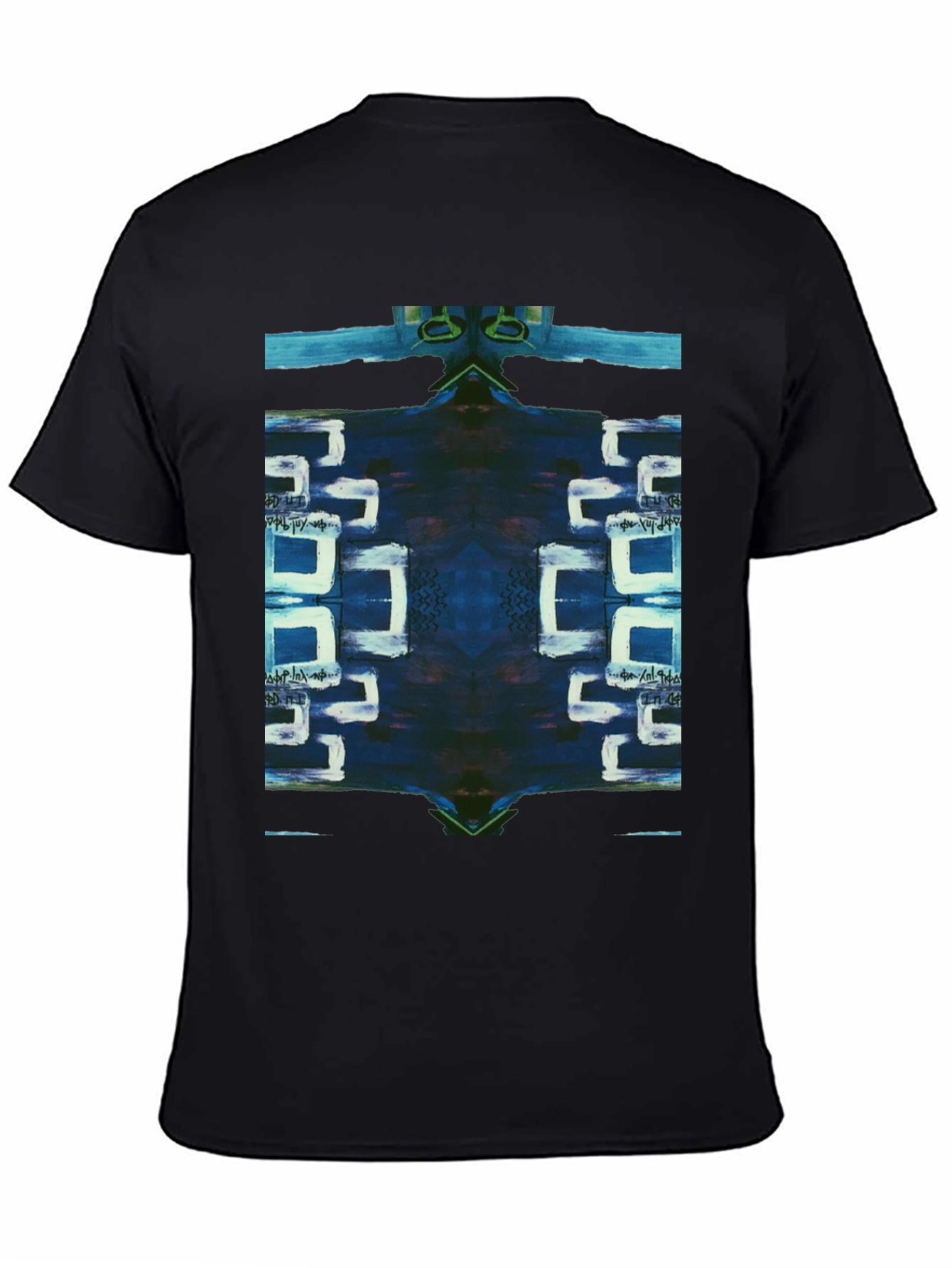 Abstract Geometric Print Black T-Shirt