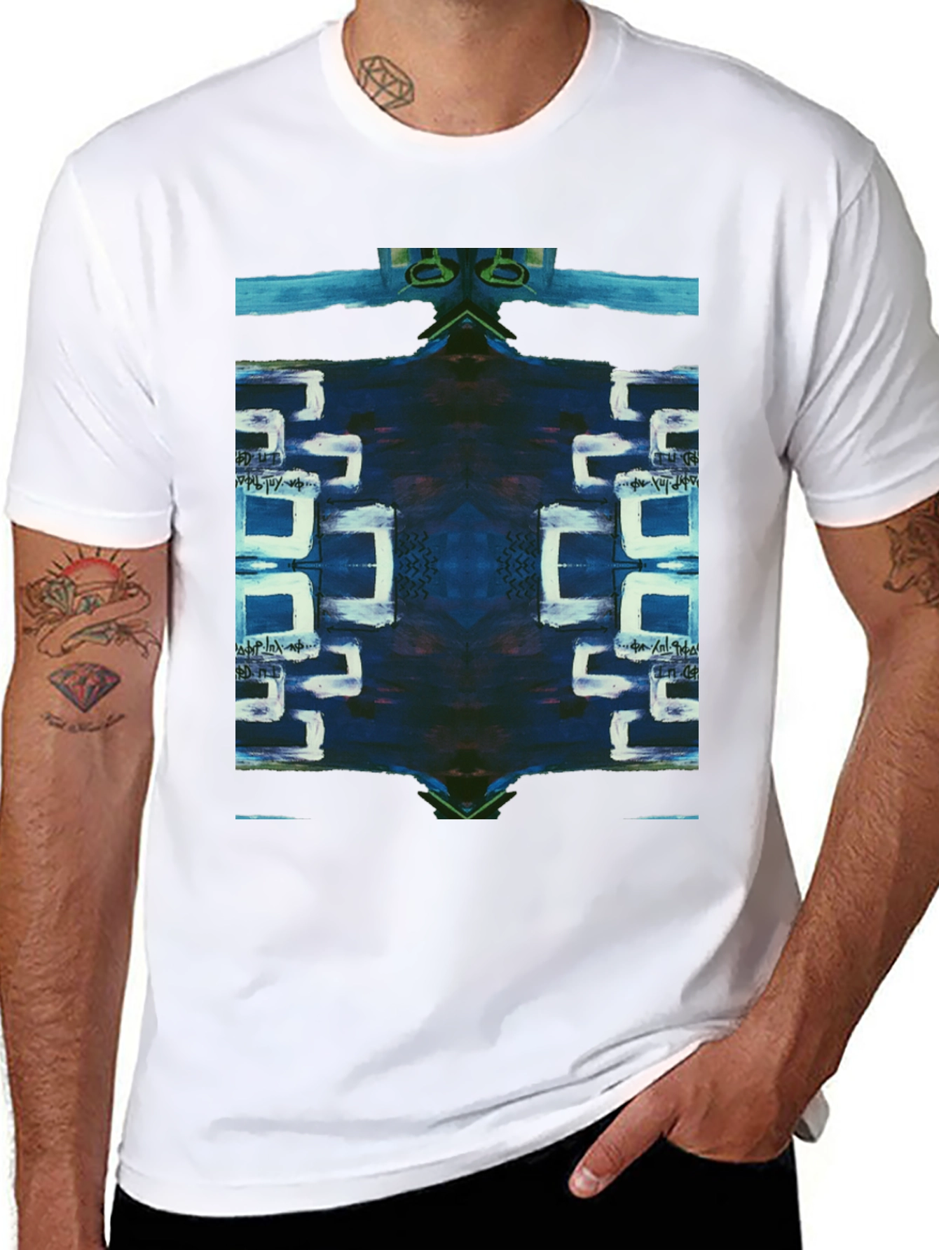 Abstract Geometric Print Black T-Shirt