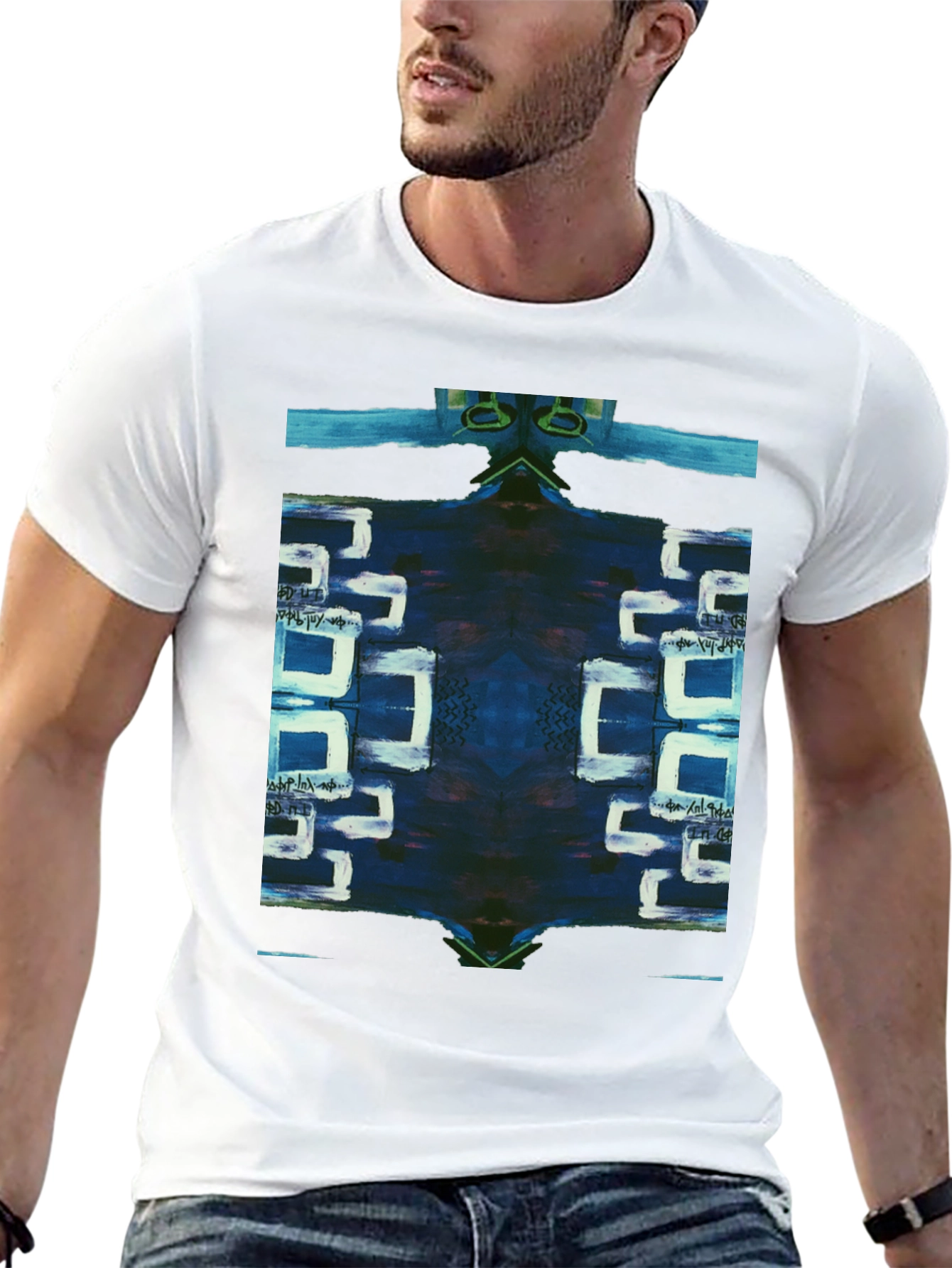 Abstract Geometric Print Black T-Shirt