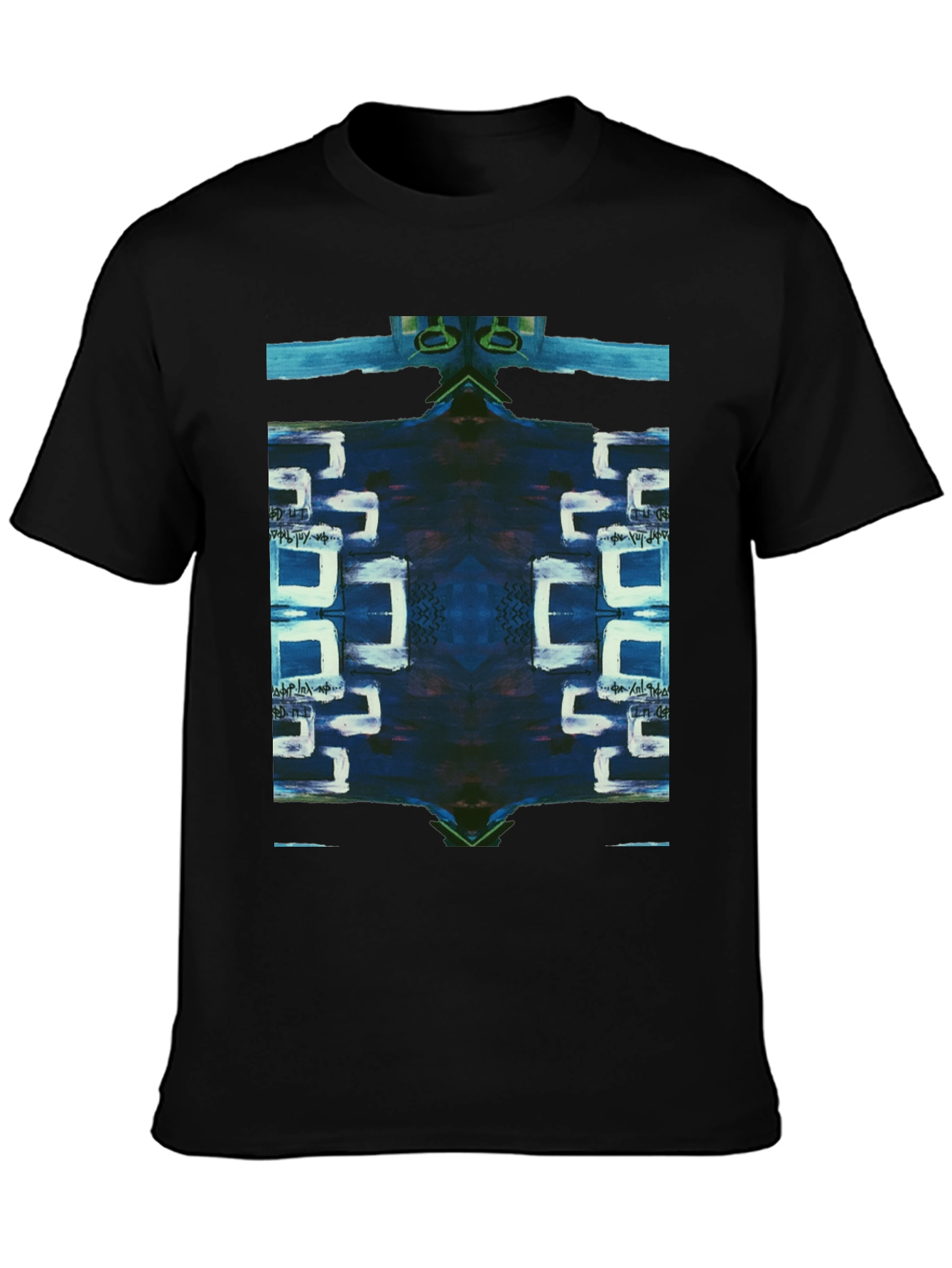 Abstract Geometric Print Black T-Shirt
