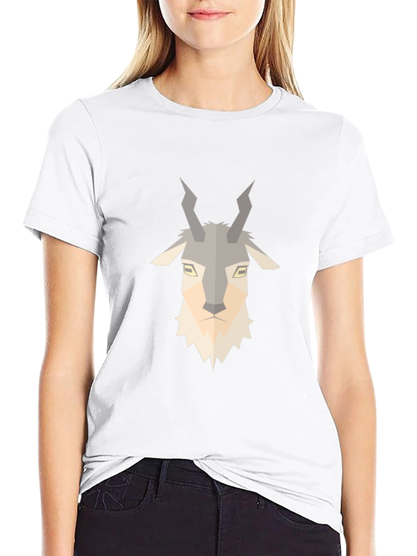Geometric Goat Tee - Stylish Animal Print T-Shirt