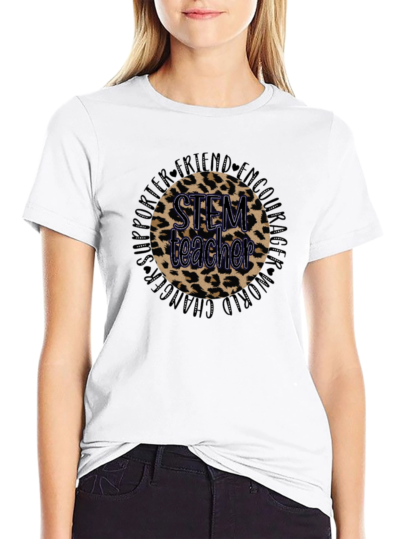 STEM Teacher Leopard Print Graphic Tee