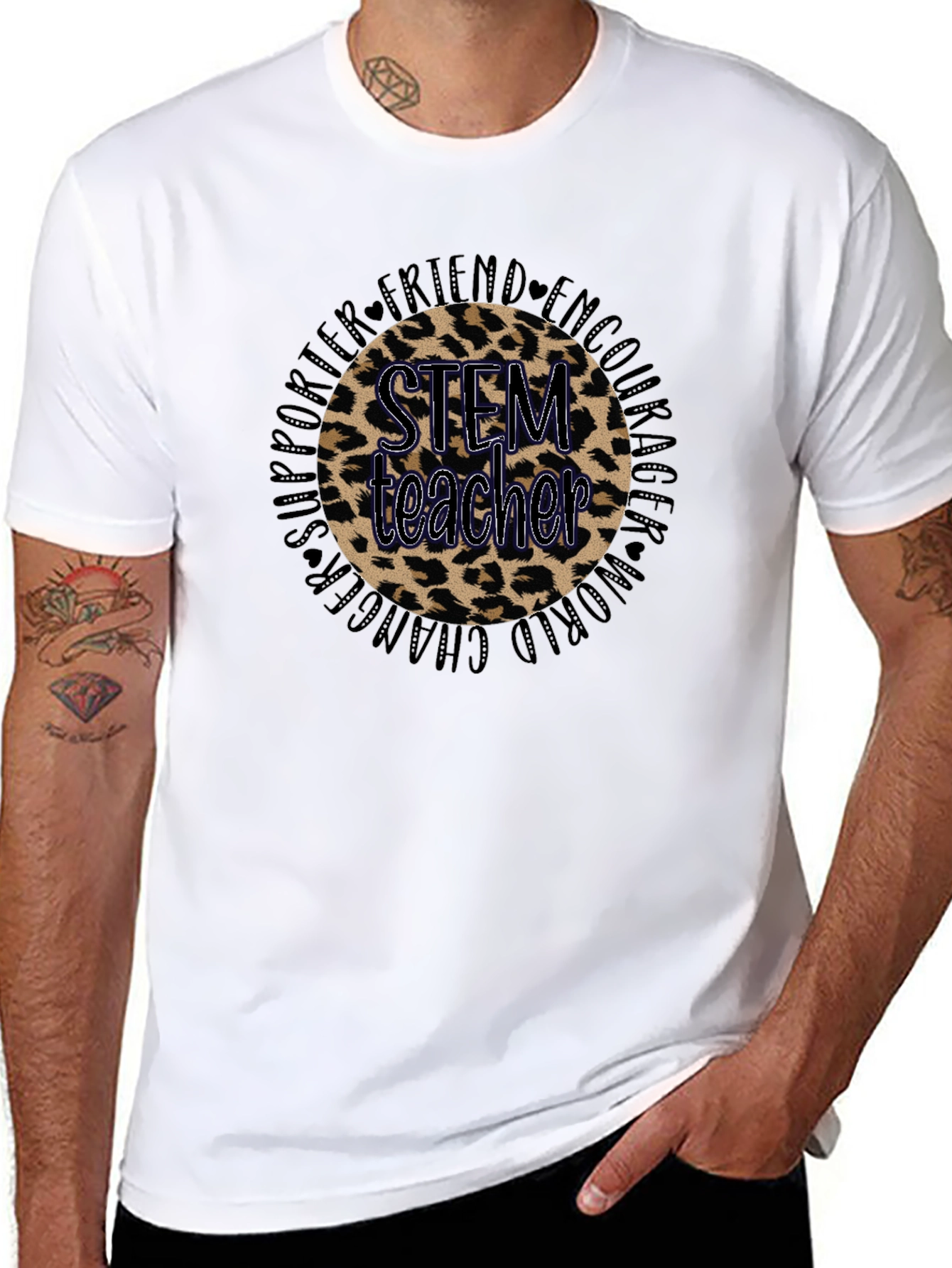 STEM Teacher Leopard Print Graphic Tee