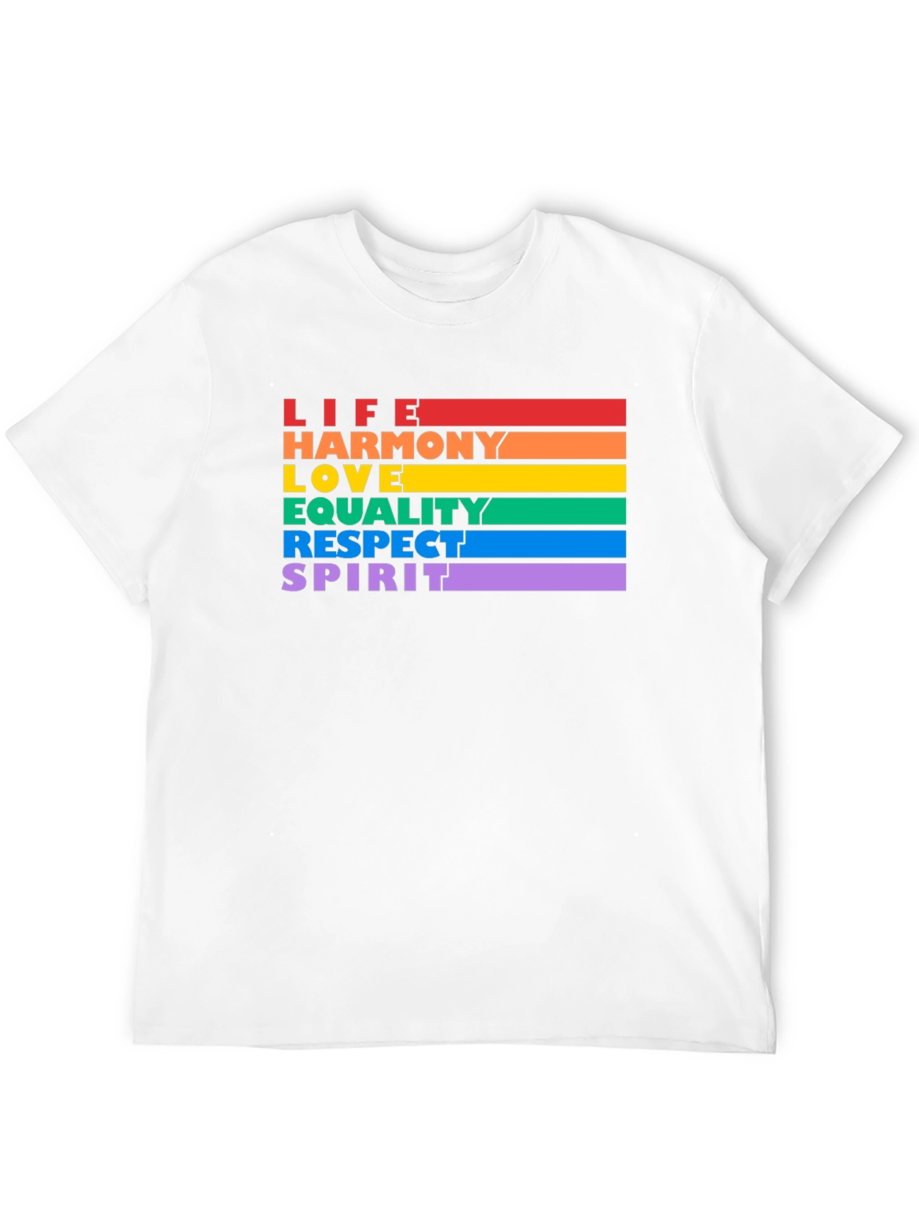 LGBTQ+ Pride T-Shirt - Life Harmony Love Equality Spirit