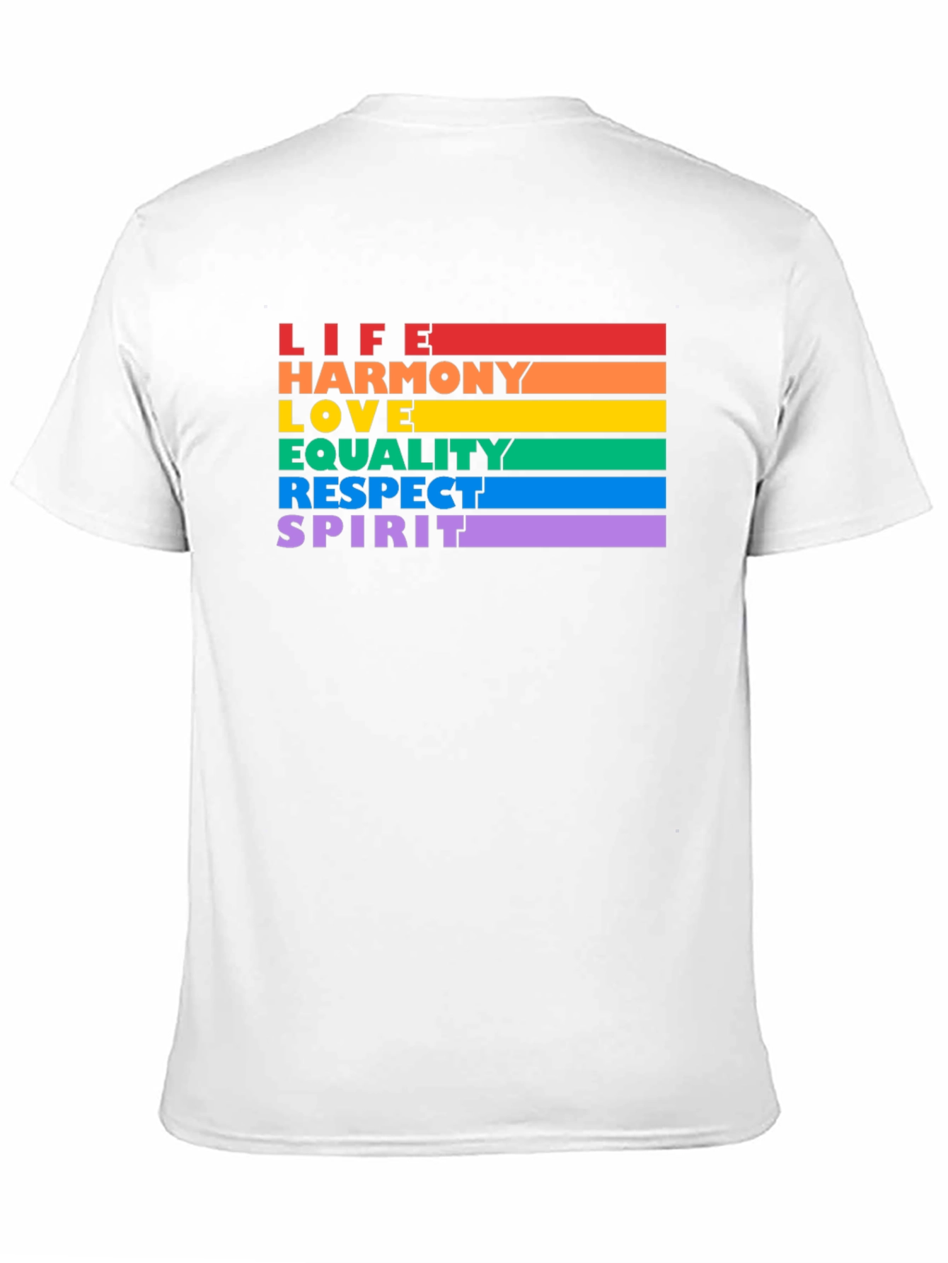 LGBTQ+ Pride T-Shirt - Life Harmony Love Equality Spirit