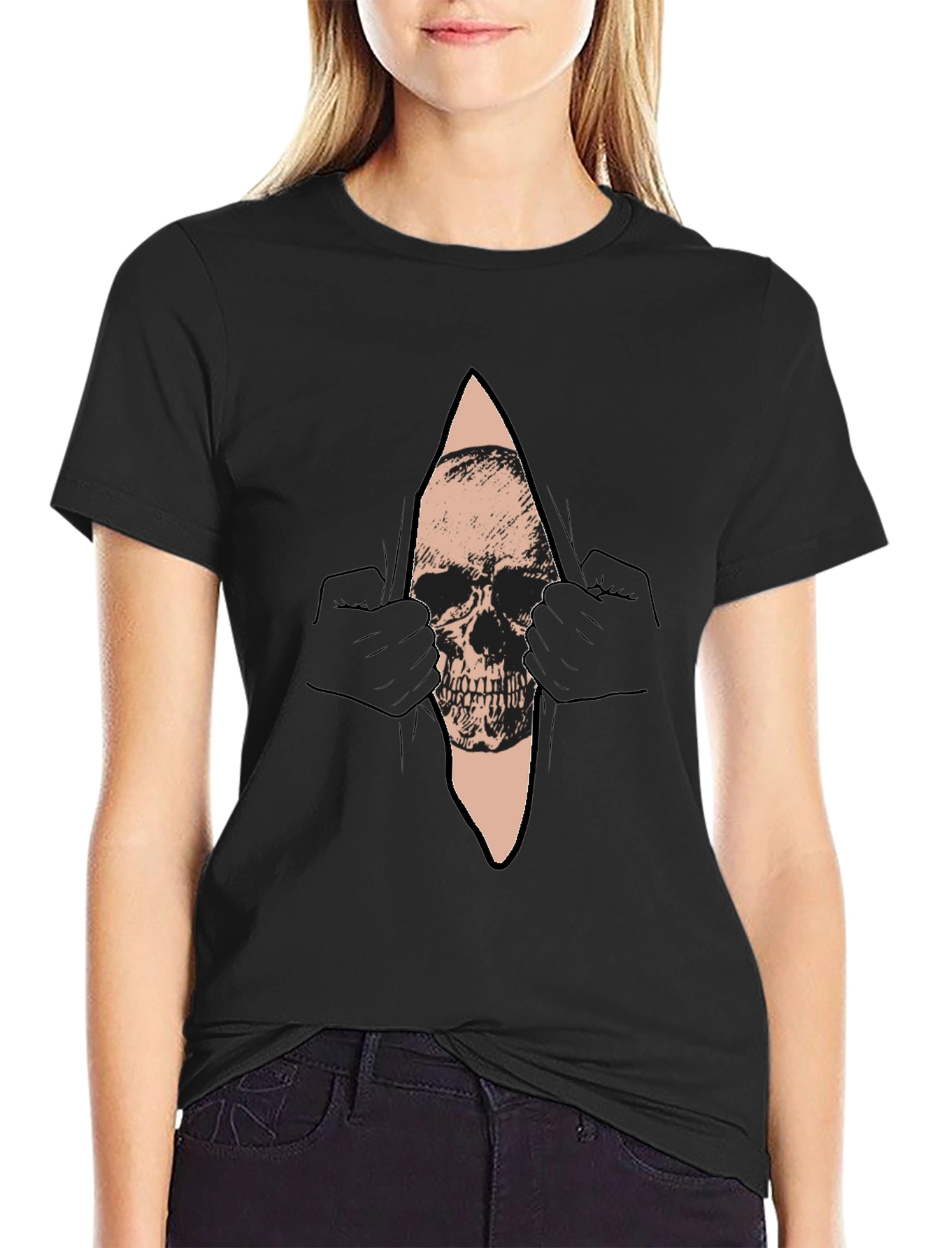 Skull Graphic T-Shirt - Mens Black Crew Neck Tee