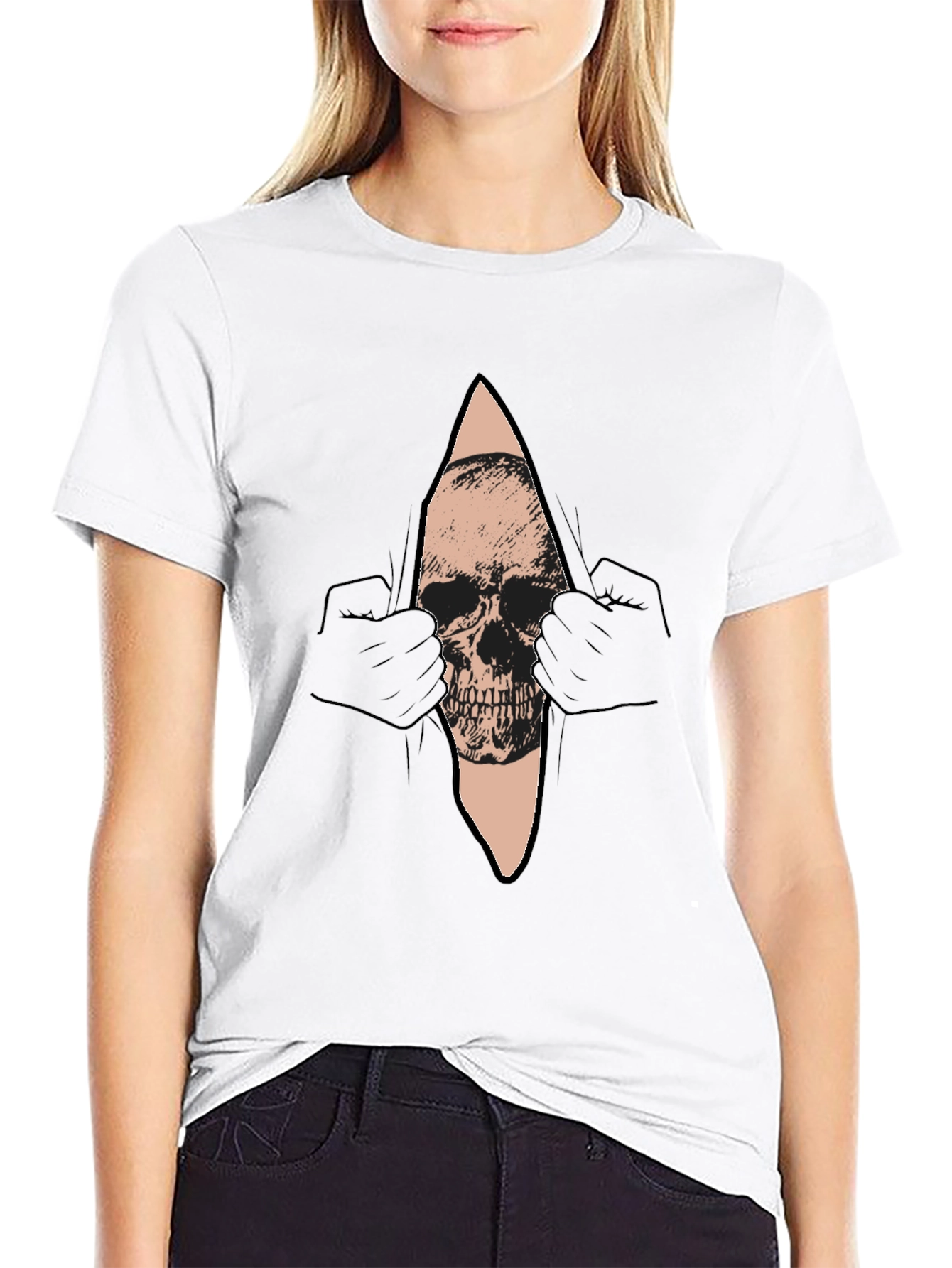 Skull Graphic T-Shirt - Mens Black Crew Neck Tee