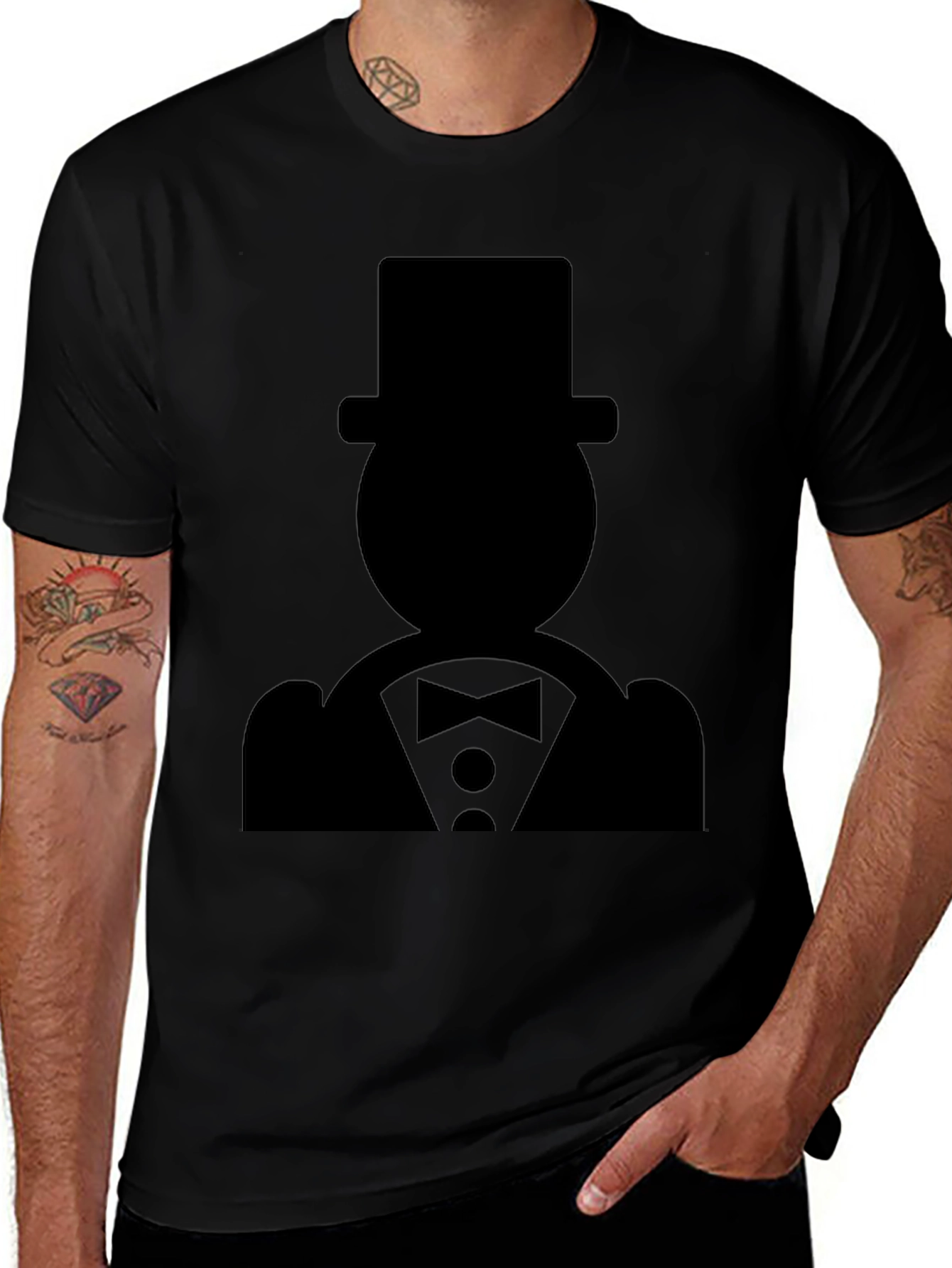 Monopoly Man Silhouette Graphic Tee - Black