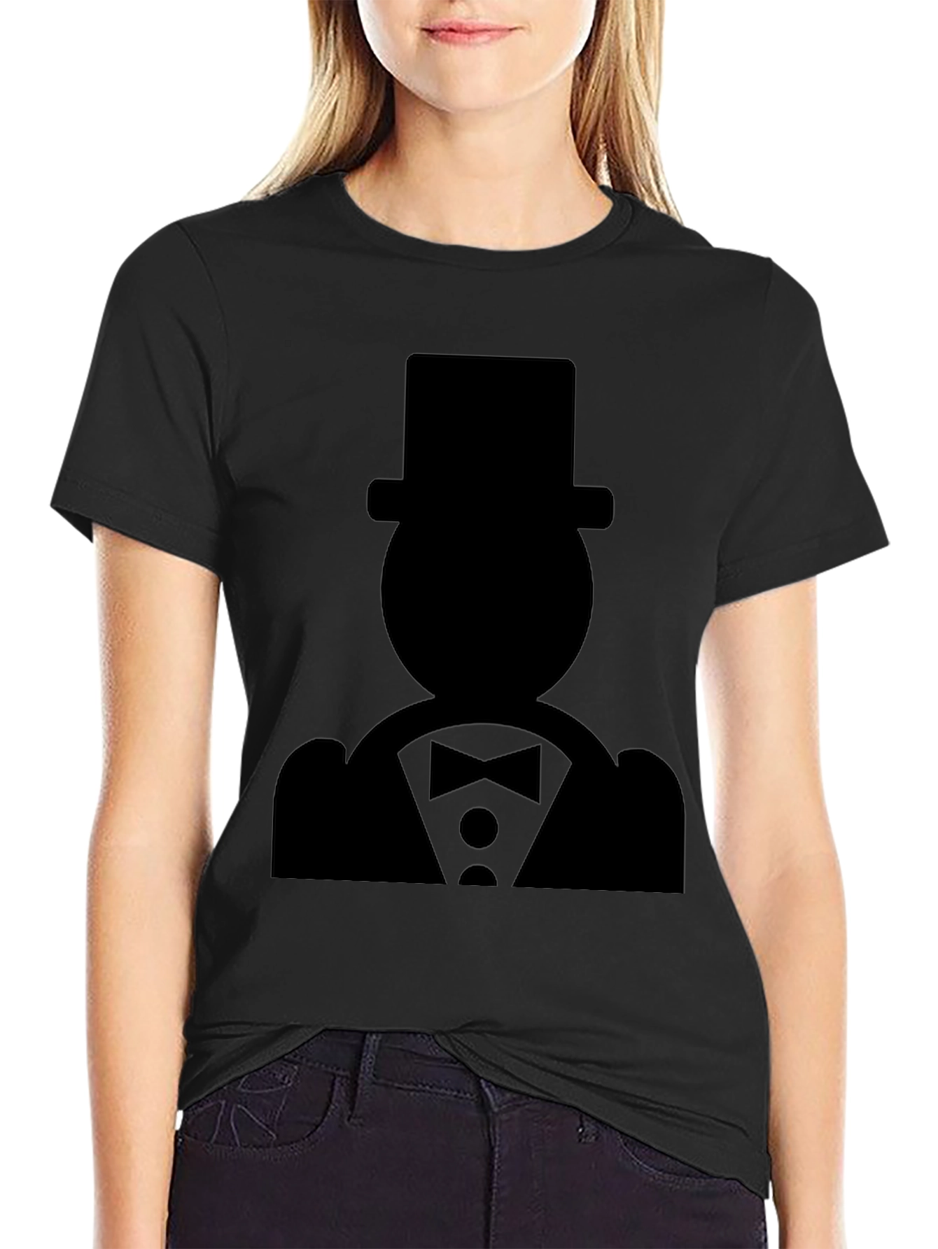 Monopoly Man Silhouette Graphic Tee - Black