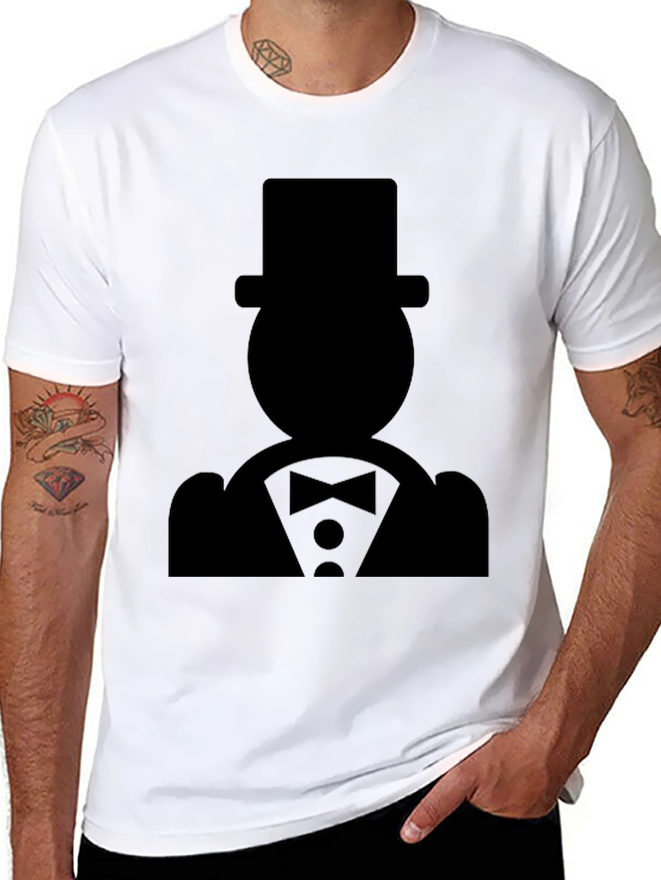 Monopoly Man Silhouette Graphic Tee - Black