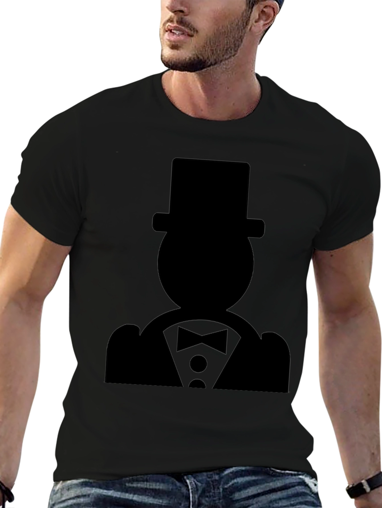 Monopoly Man Silhouette Graphic Tee - Black