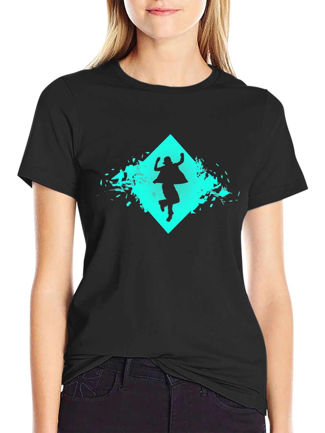 Geometric Silhouette Graphic Black T-Shirt