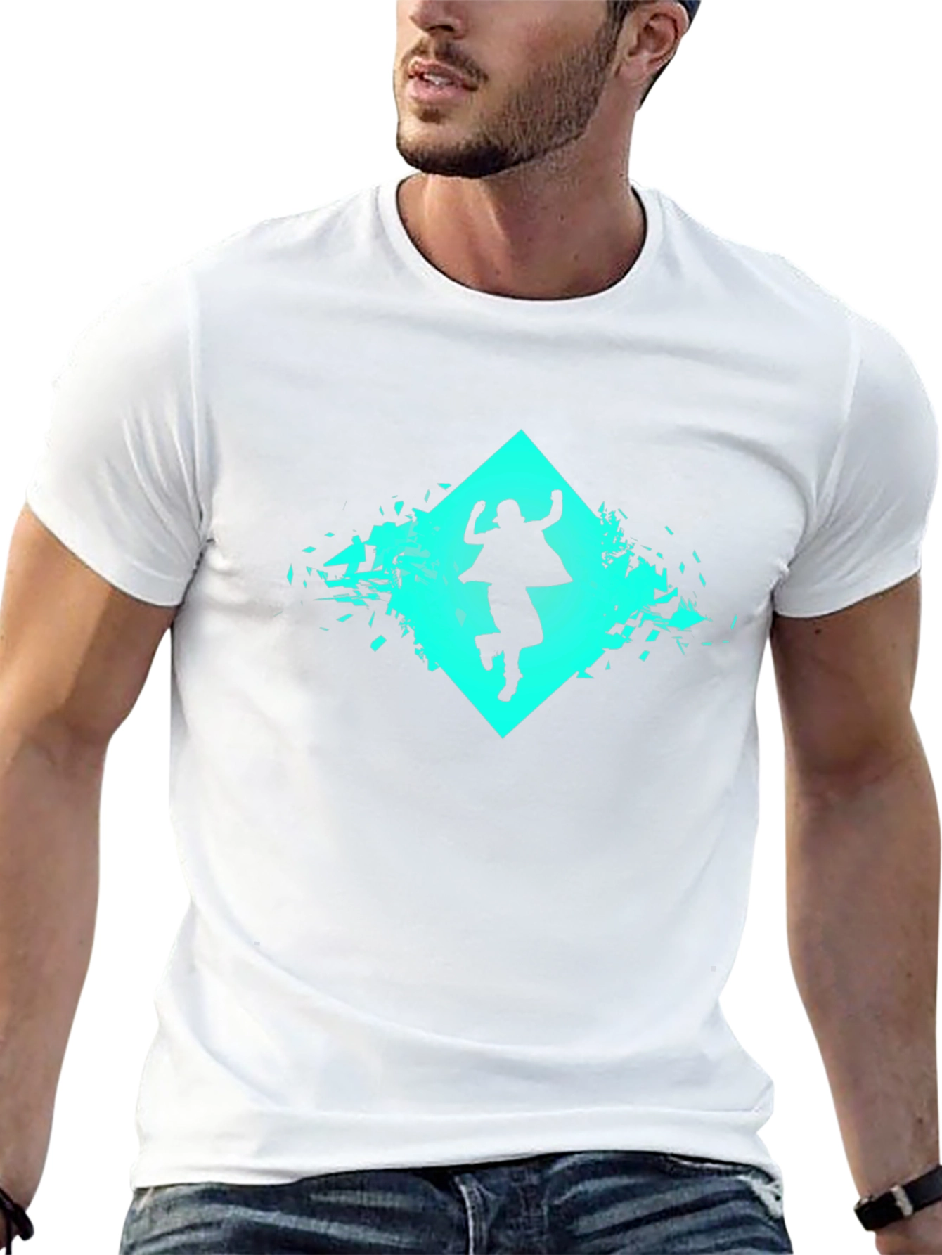 Geometric Silhouette Graphic Black T-Shirt