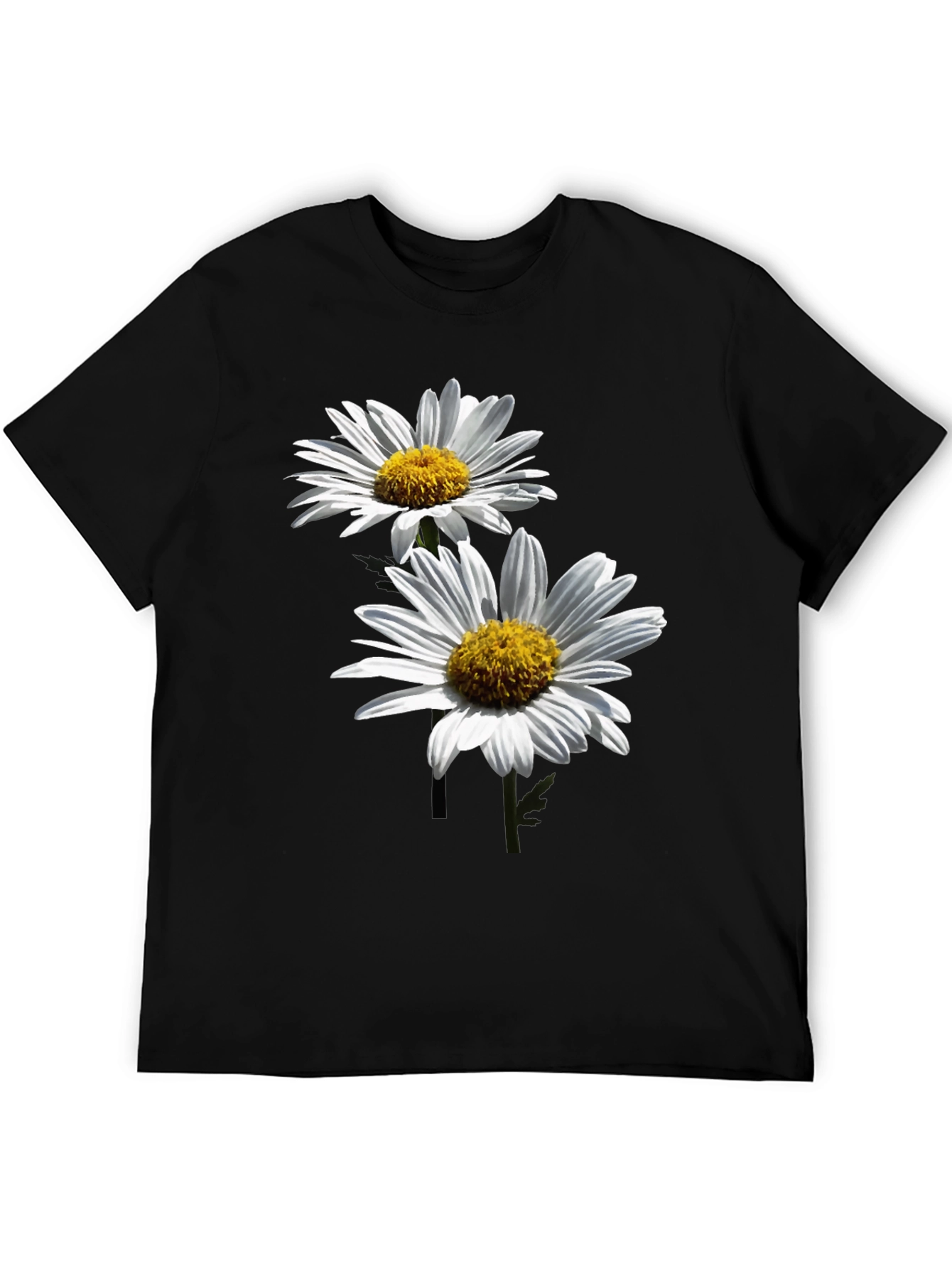 Daisy Print Black T-Shirt