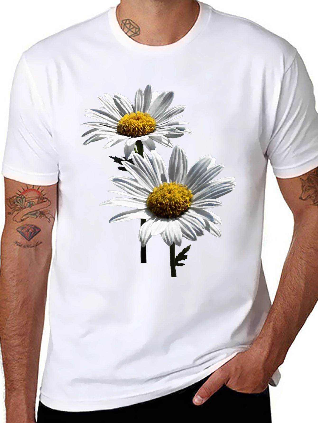 Daisy Print Black T-Shirt