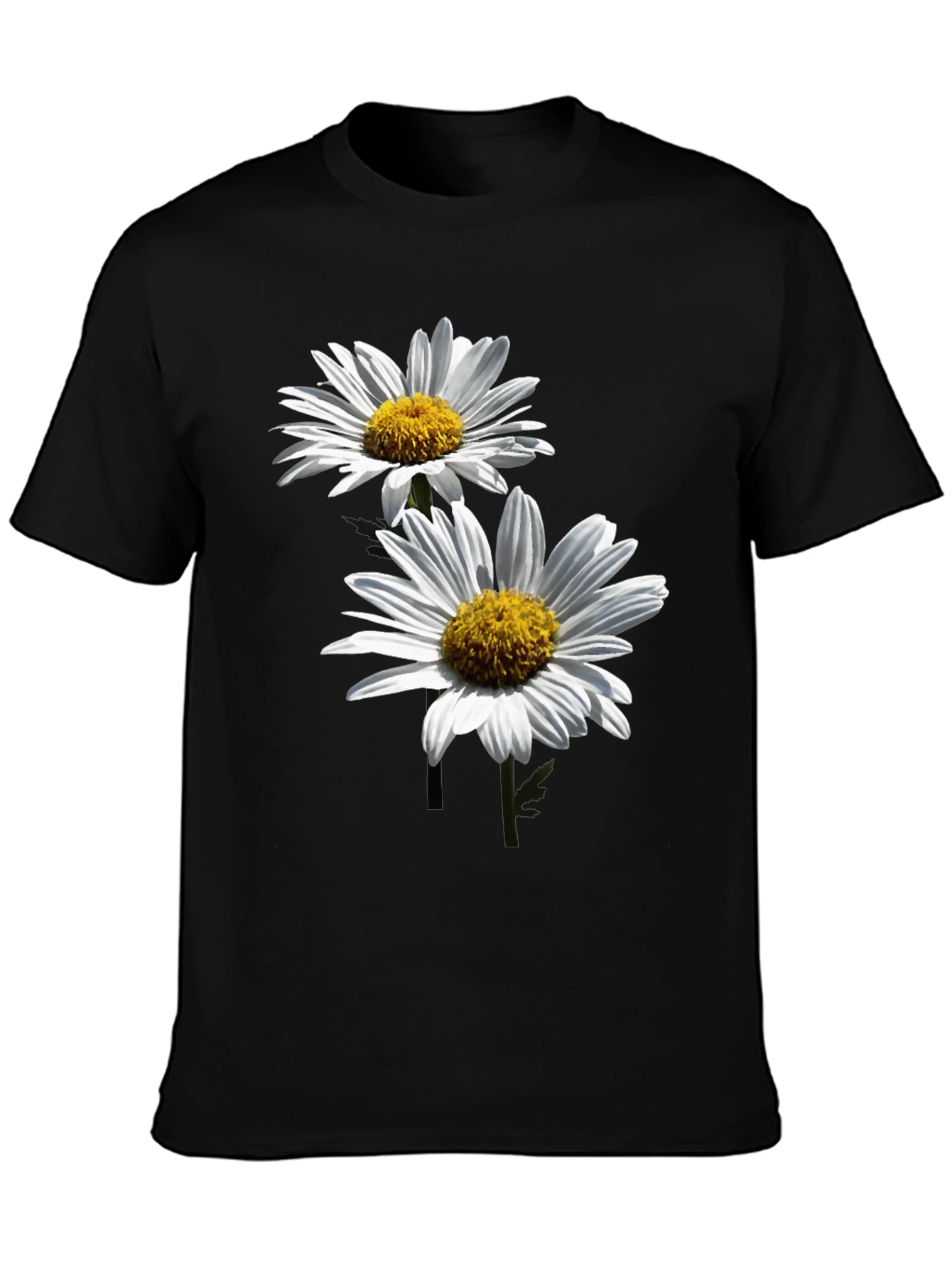 Daisy Print Black T-Shirt