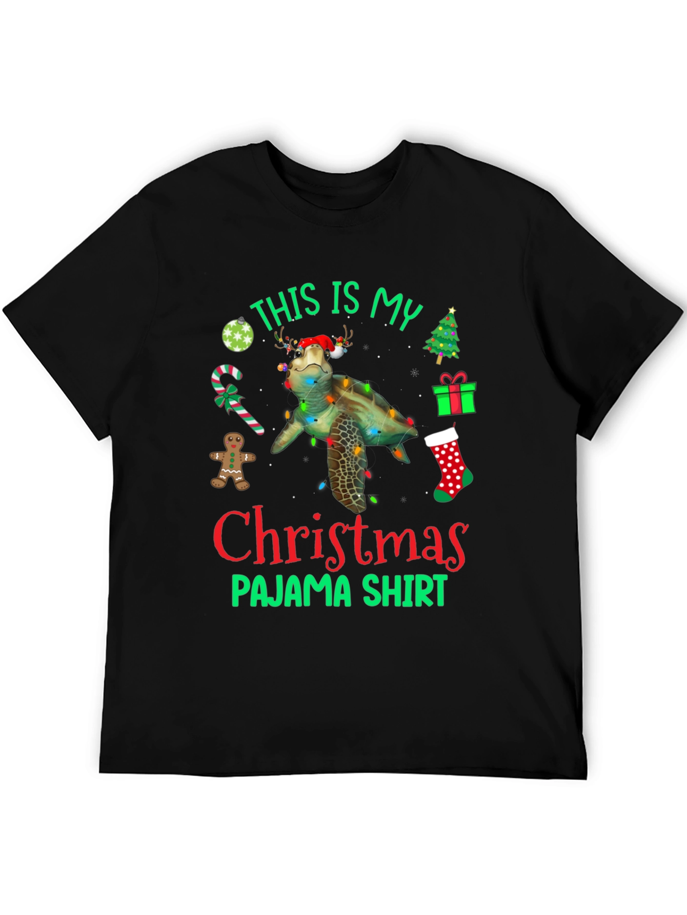 Christmas Pajama Shirt with Turtle